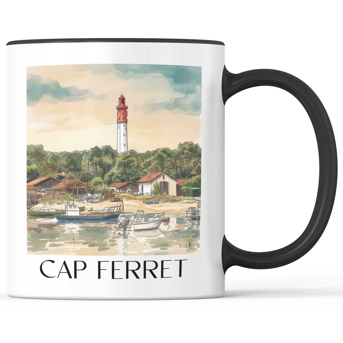 cap-ferret-bassin-d'arcachon-frankreich-kaffeebecher-aquarell