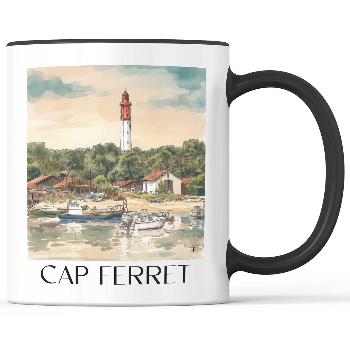 Cap Ferret Kaffeebecher - Bassin d'Arcachon - Frankreich Becher - Kaffeetasse im Aquarell Stil - favplace