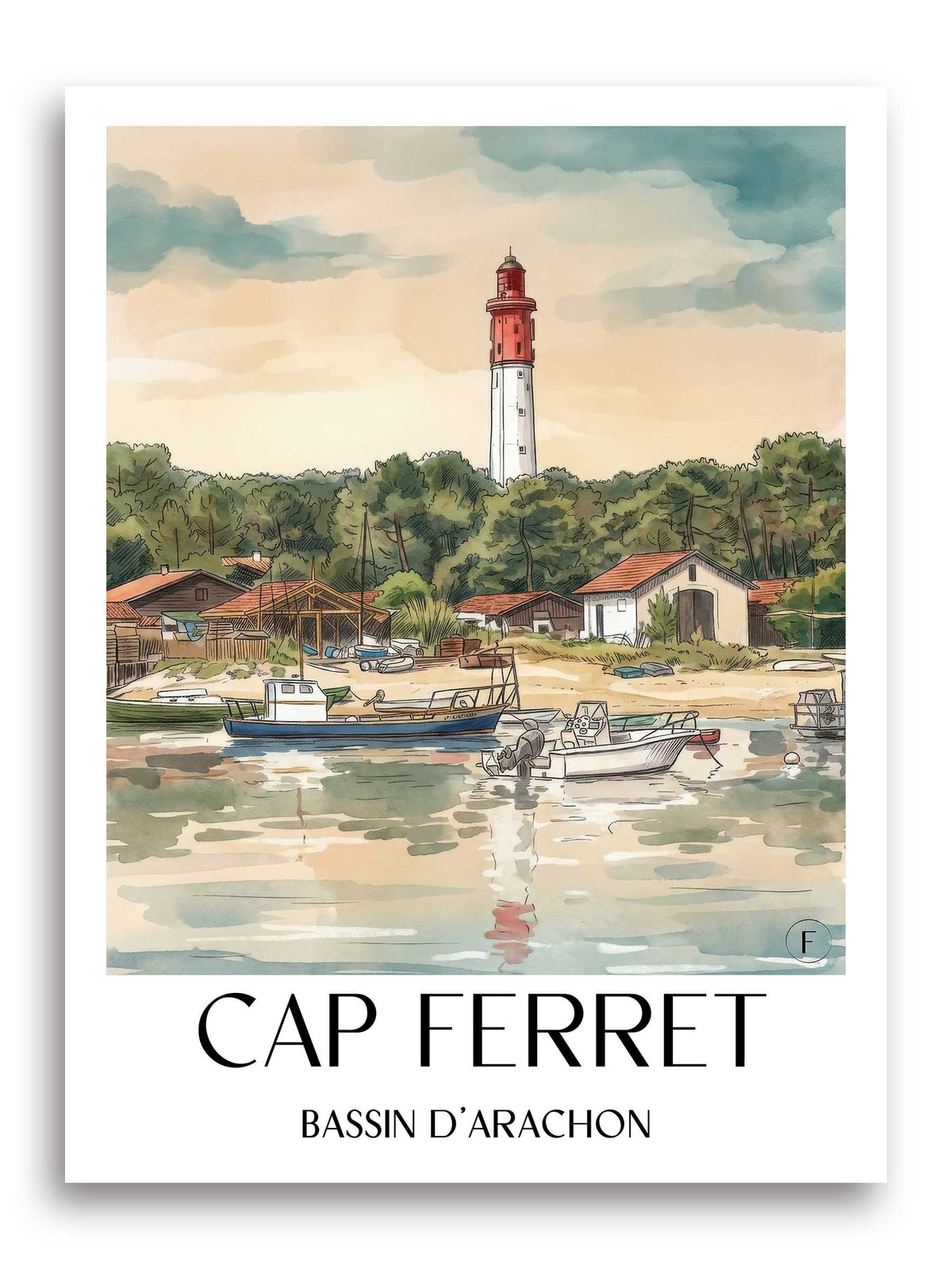 cap-ferret-bassin-d'arcachon-frankreich-poster-aquarell