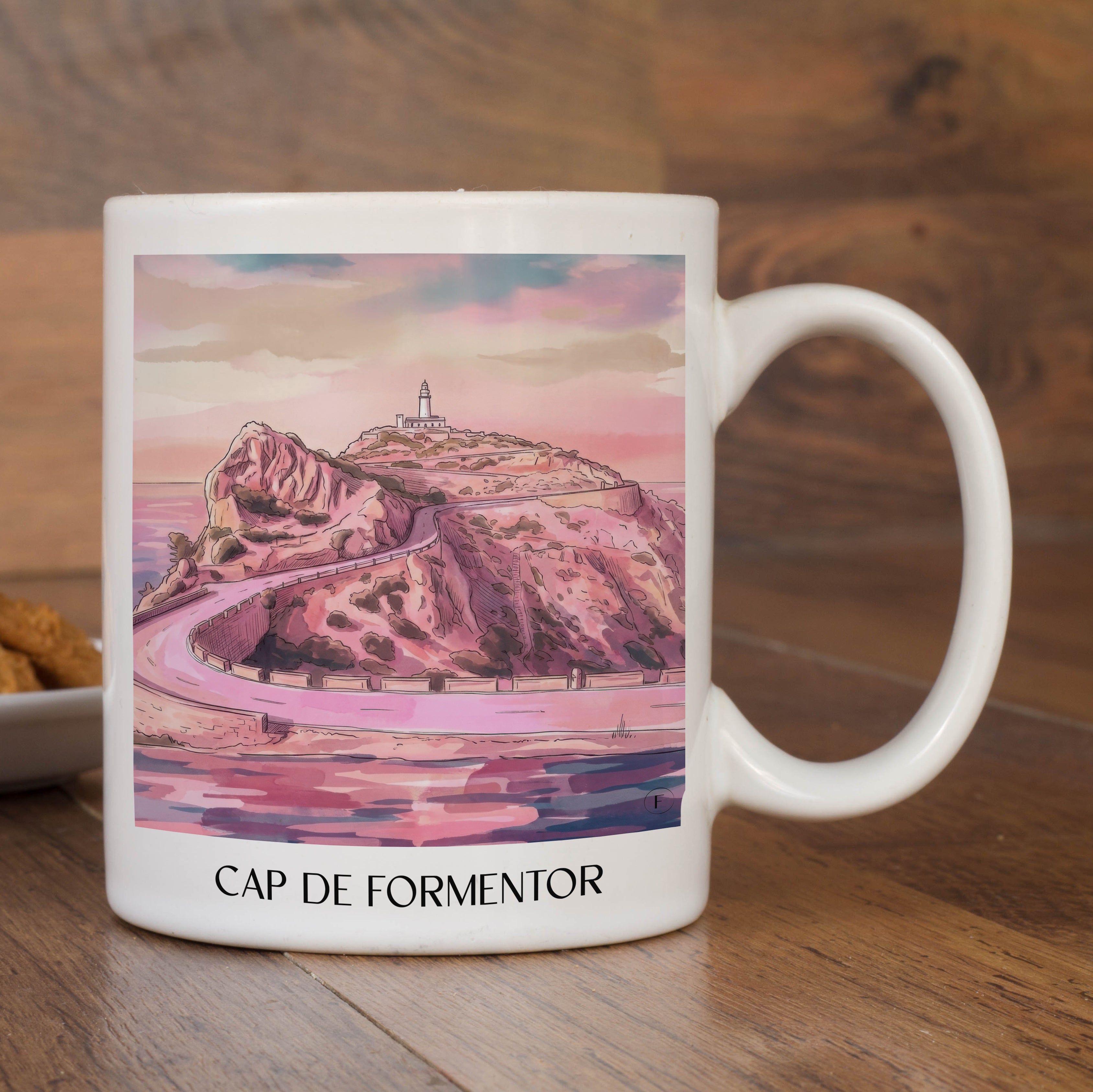 cap-de-formentor-mallorca-spanien-kaffeebecher-aquarell-pink-rosa