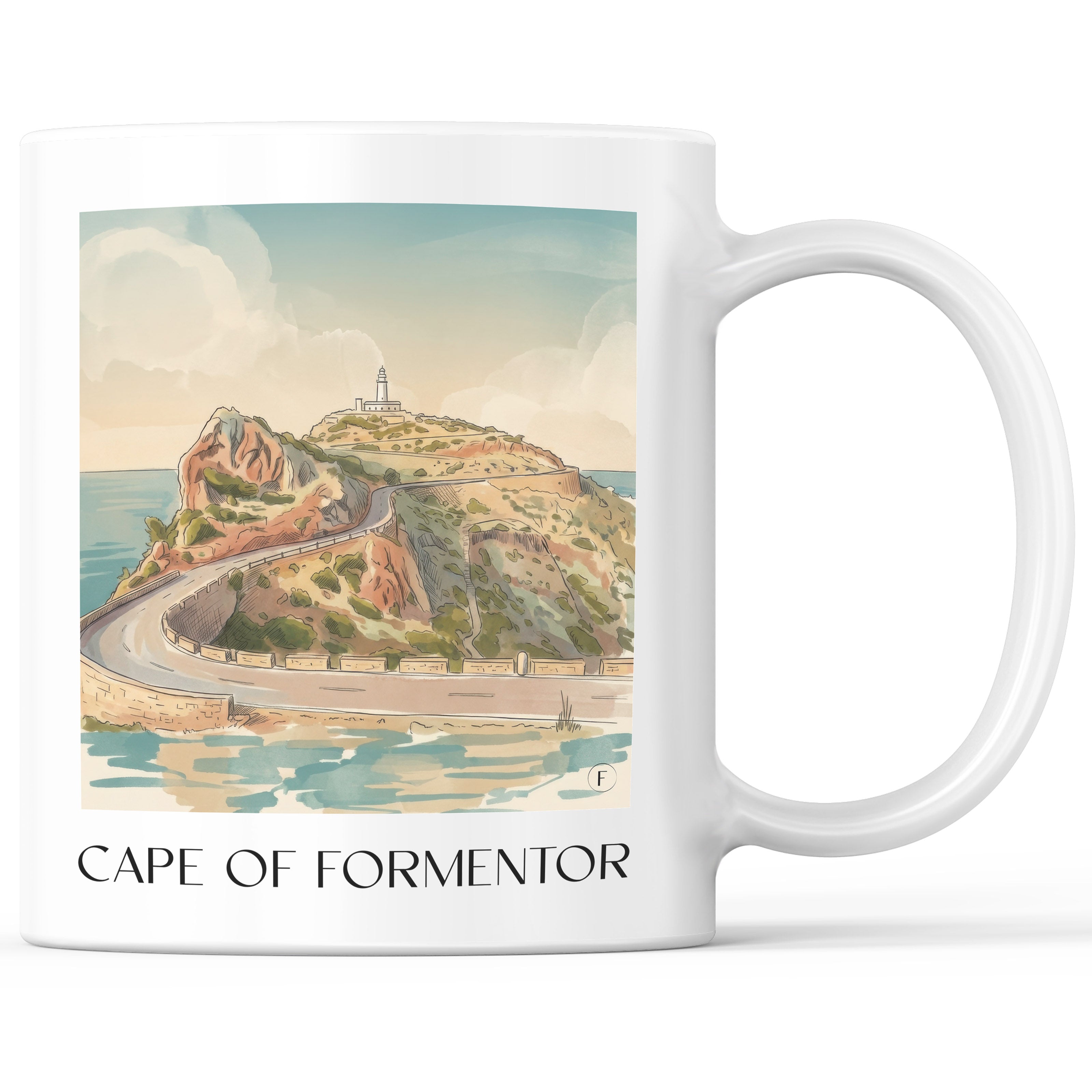 Cap de Formentor Kaffeebecher - Mallorca - Spanien Becher - Kaffeetasse im Aquarell Stil - favplace