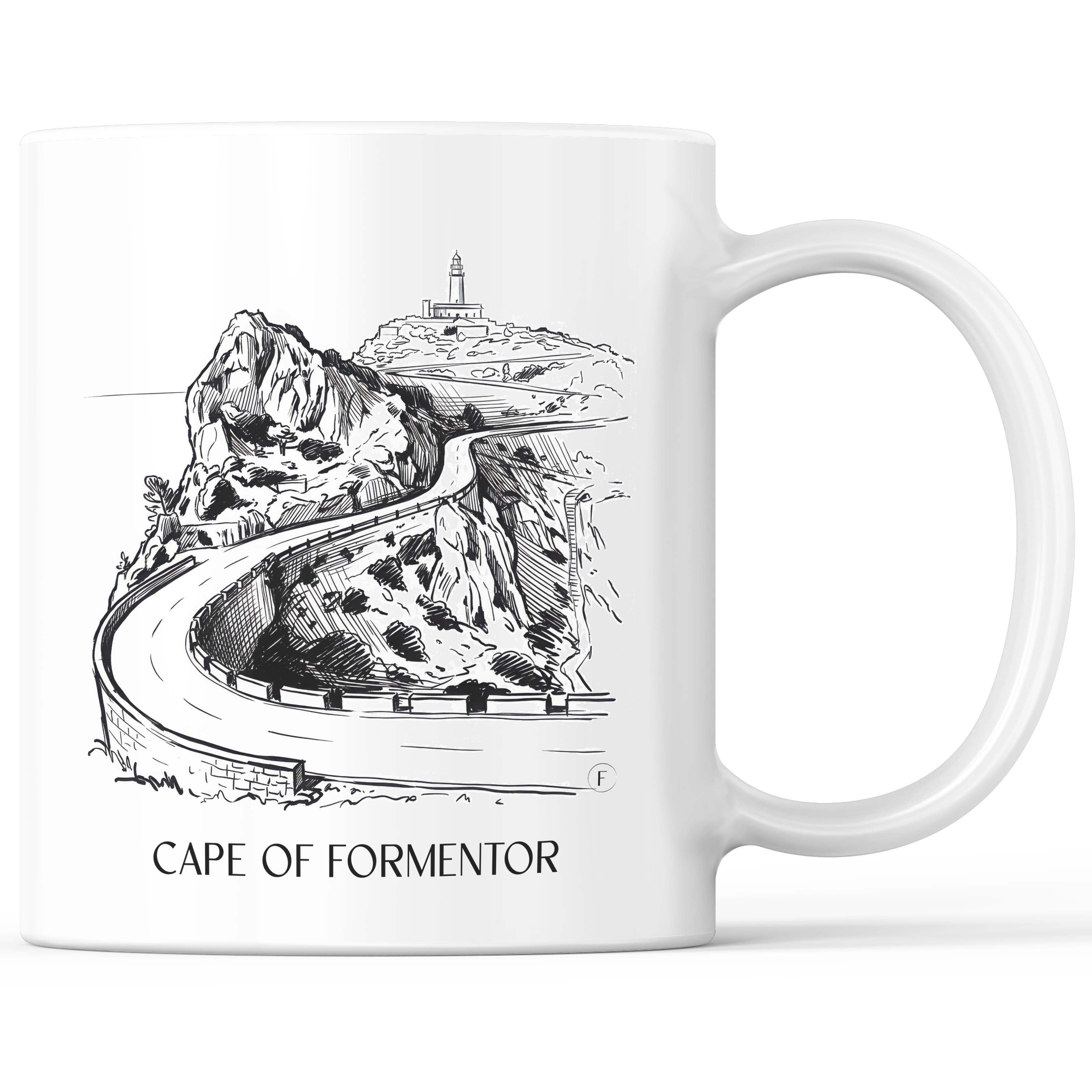 Cap de Formentor Kaffeebecher - Mallorca - Spanien Becher - Kaffeetasse im Skizze Stil - favplace
