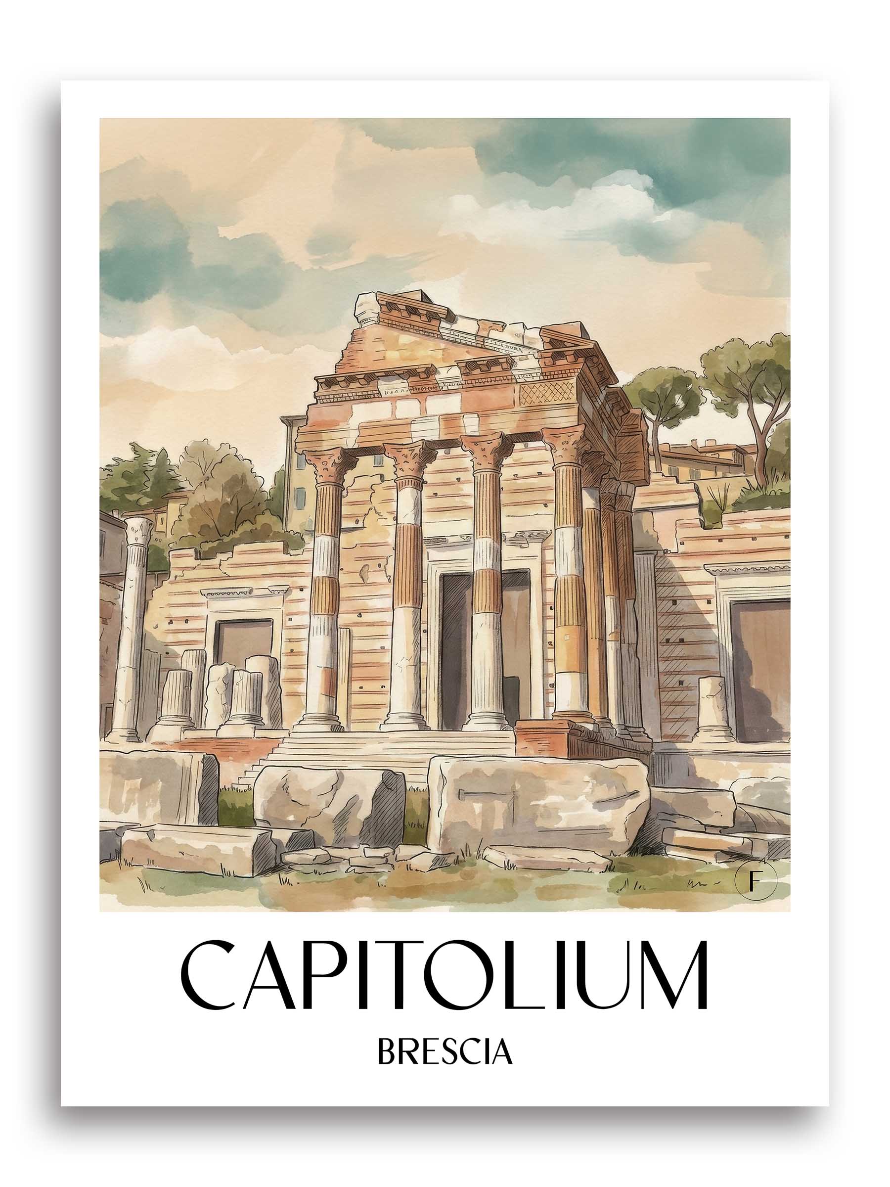 capitolium-brescia-italien-poster-aquarell