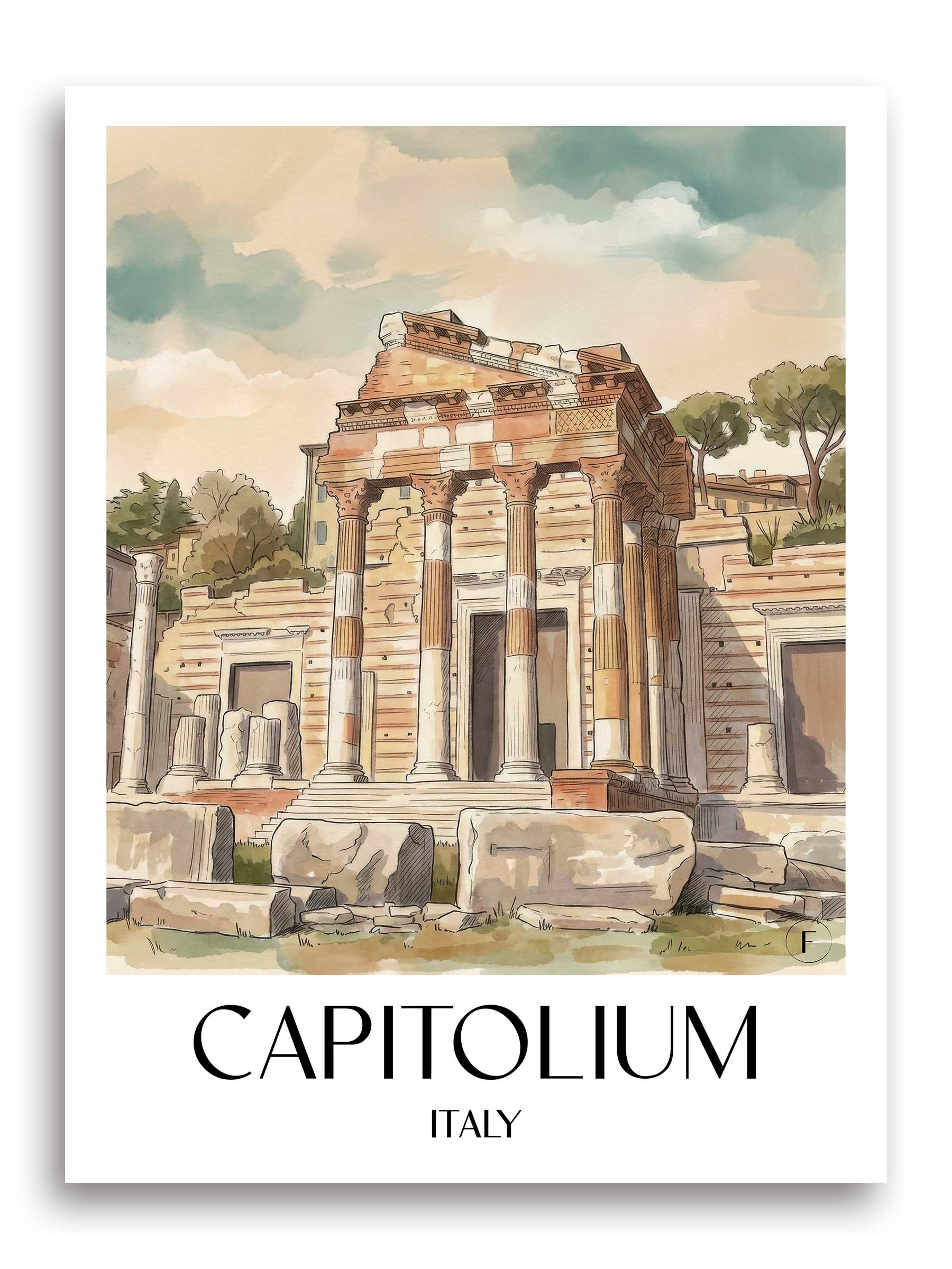 Capitolium Poster - Brescia - Italien Kunstdruck - Aquarell von A4 bis A1 - favplace