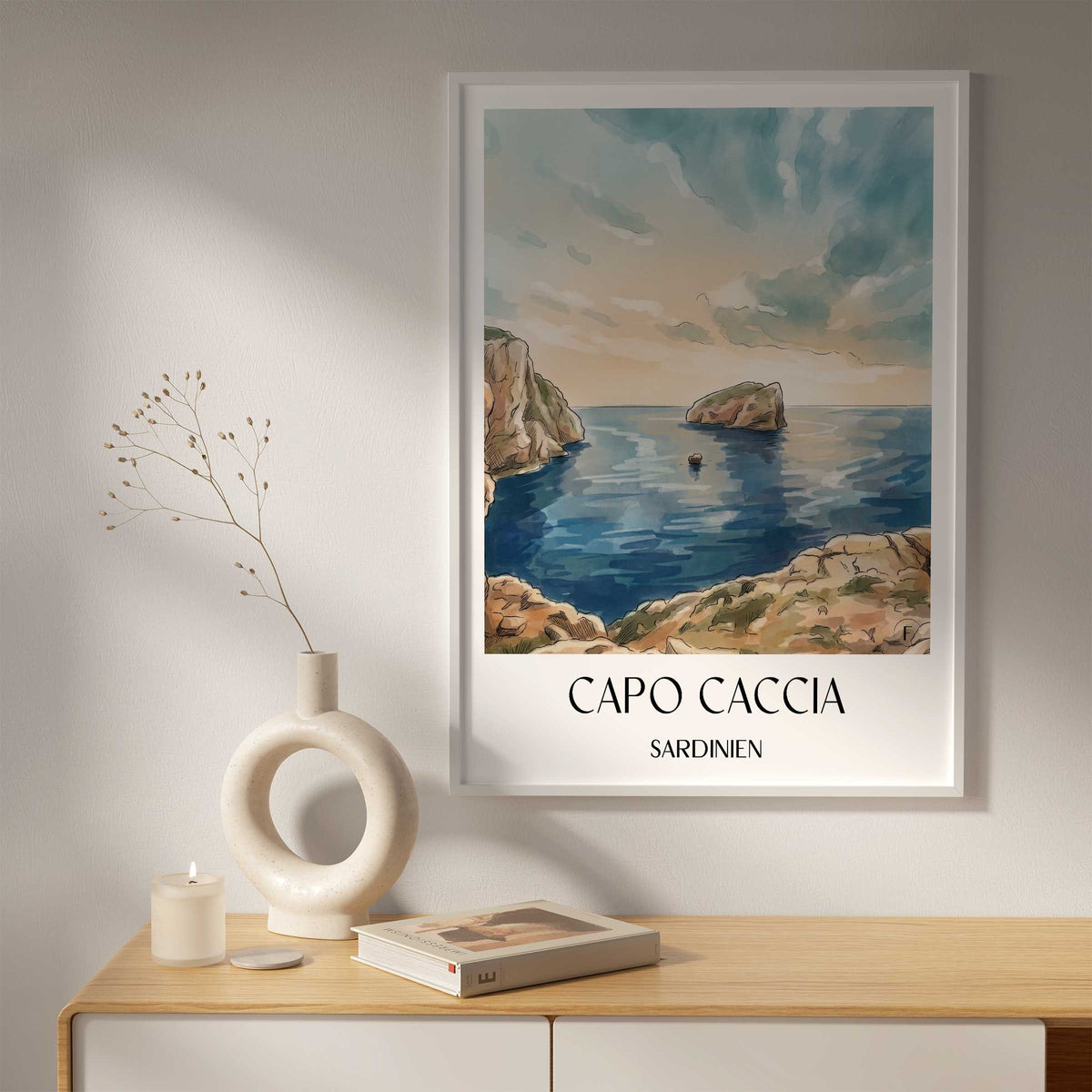 capo-caccia-sardinien-italien-poster-aquarell