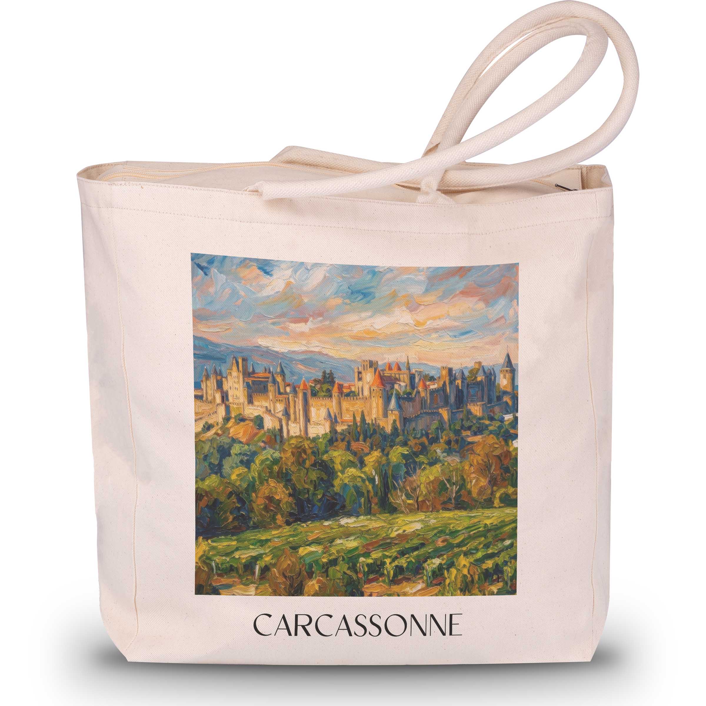 Carcassonne Shopping Tasche - Okzitanien - Frankreich Tote Bag - Einkaufstasche im Ölgemälde Stil - favplace