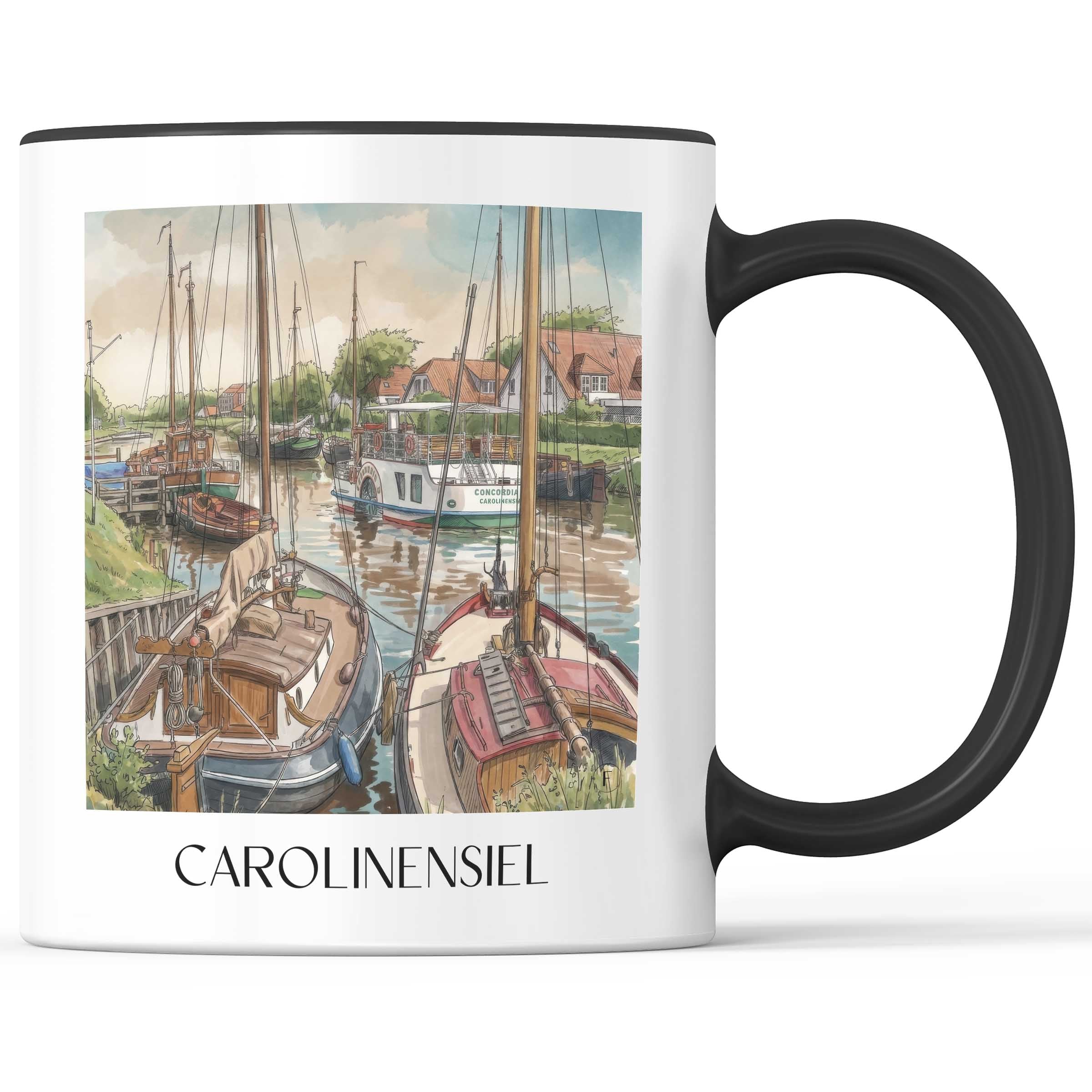 carolinensiel-ostfriesland-deutschland-kaffeebecher-aquarell