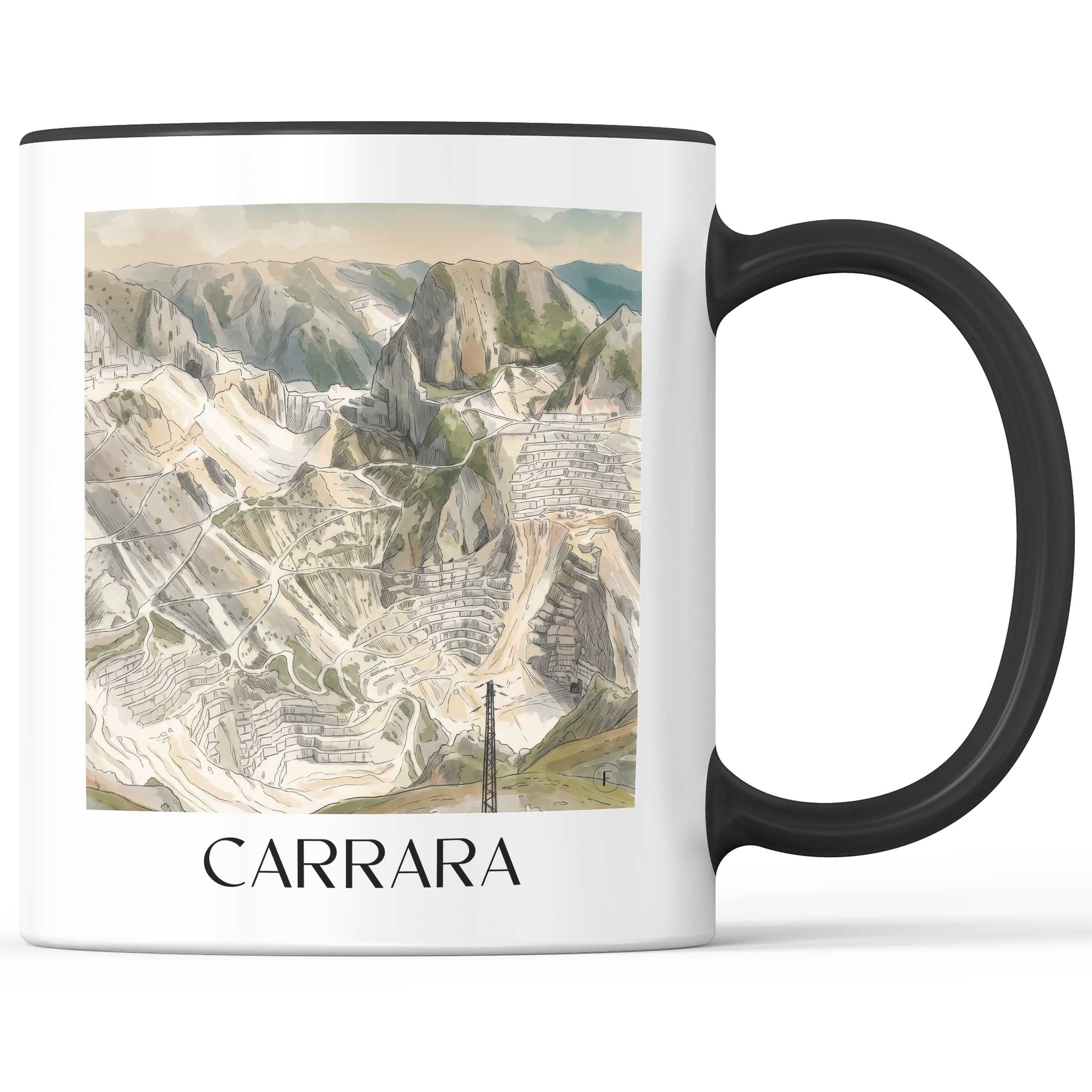 Carrara Kaffeebecher - Toskana - Italien Becher - Kaffeetasse im Aquarell Stil - favplace