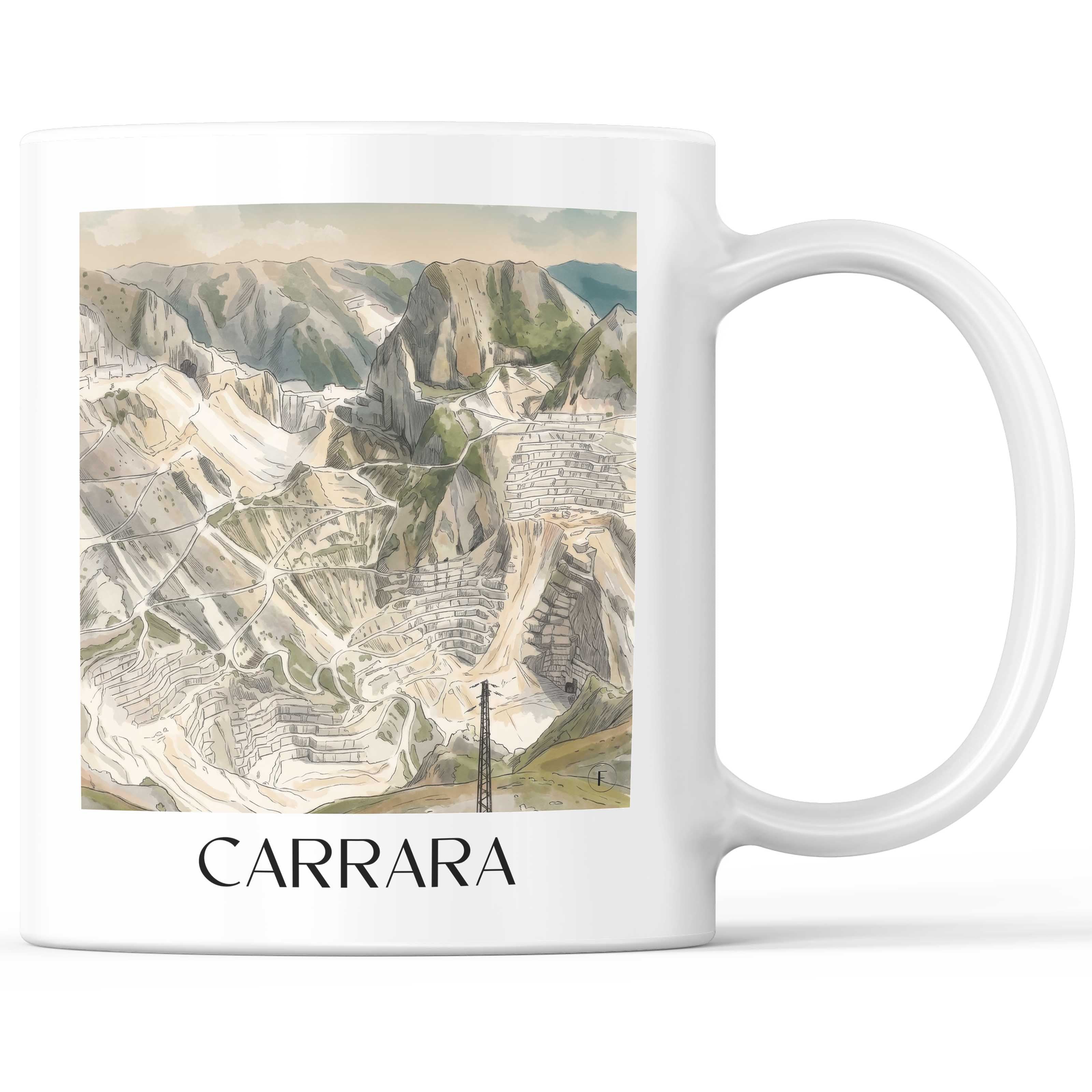 Carrara Kaffeebecher - Toskana - Italien Becher - Kaffeetasse im Aquarell Stil - favplace