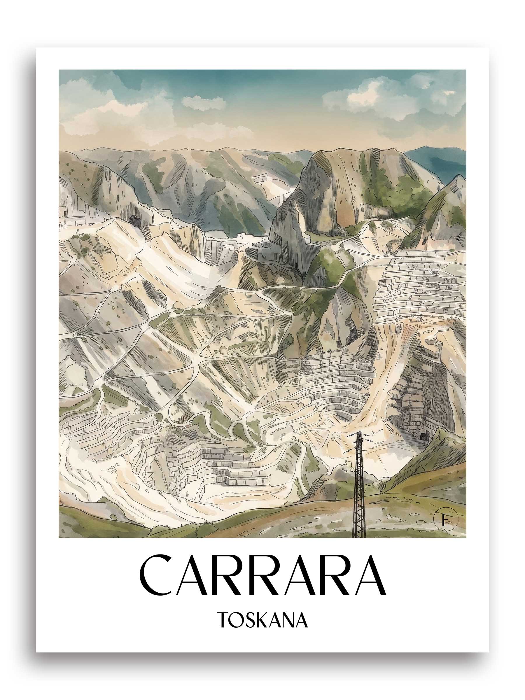 carrara-toskana-italien-poster-aquarell