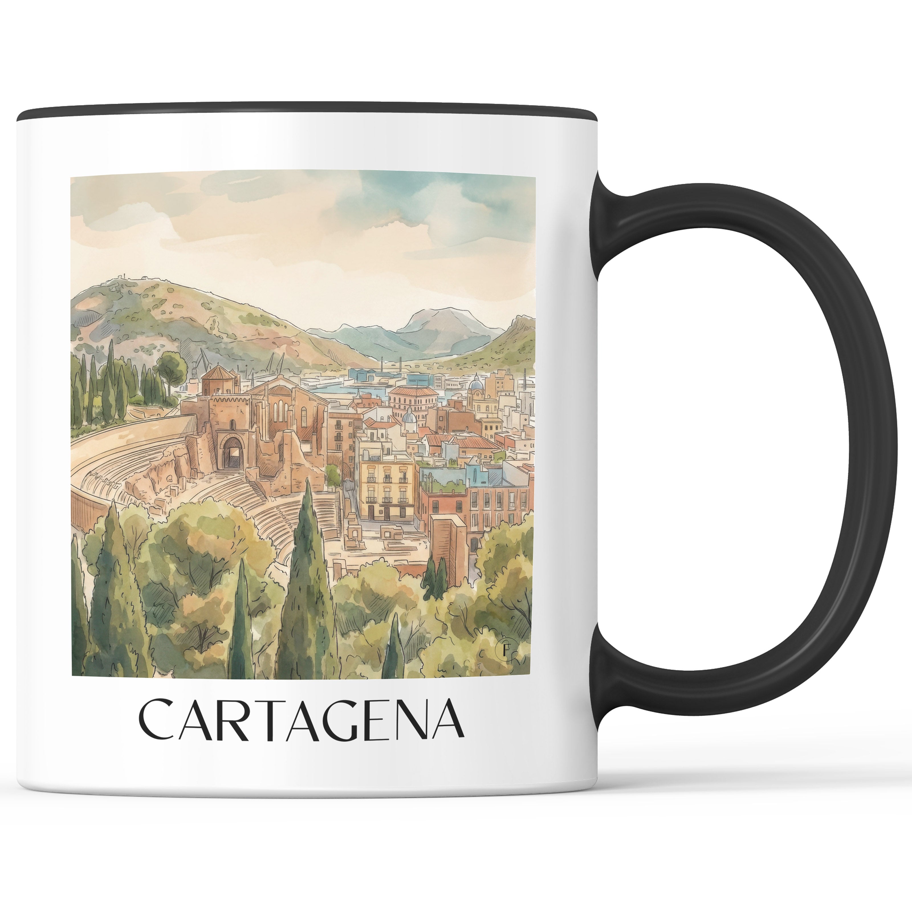 cartagena-spanien-spanien-kaffeebecher-aquarell