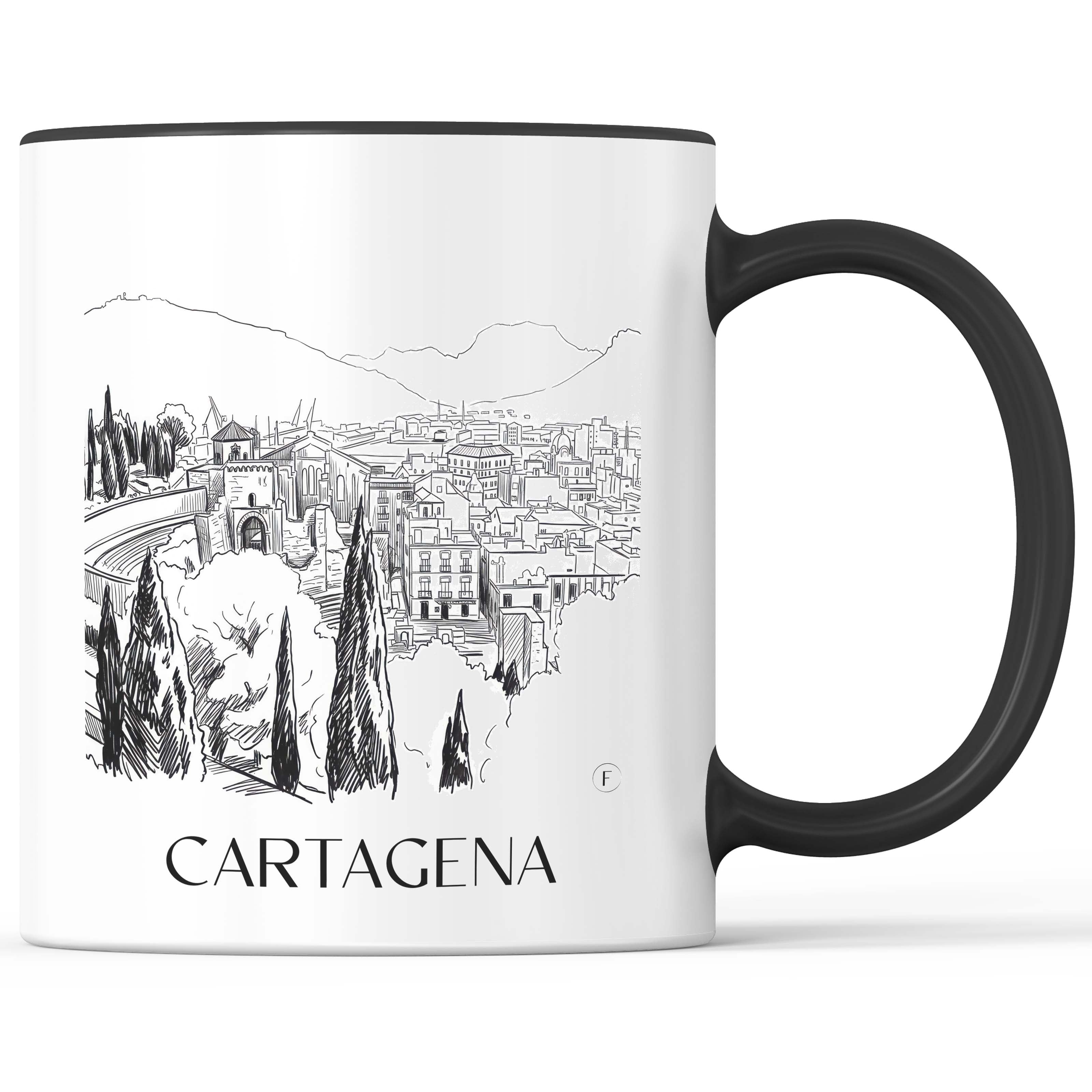 cartagena-spanien-spanien-kaffeebecher-skizze