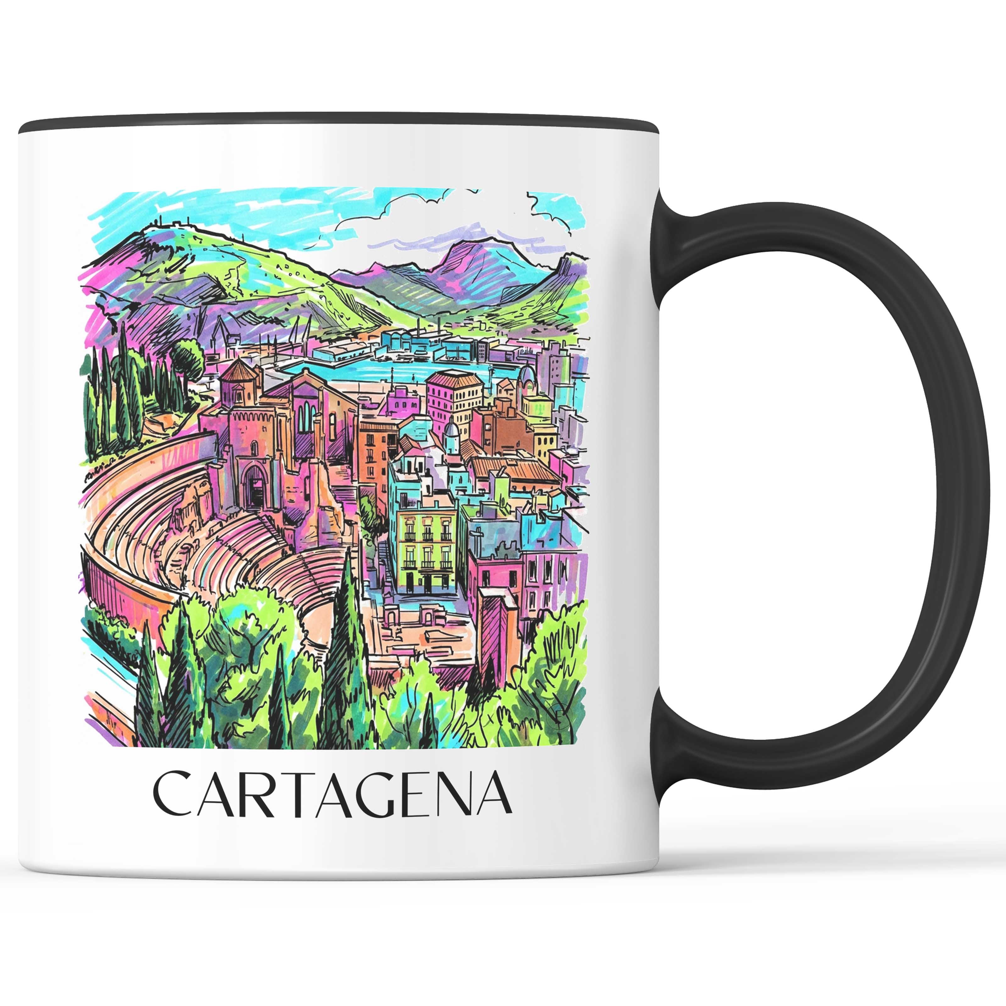 Cartagena Kaffeebecher - Spanien - Spanien Becher - Kaffeetasse im Tag Graffiti Stil - favplace