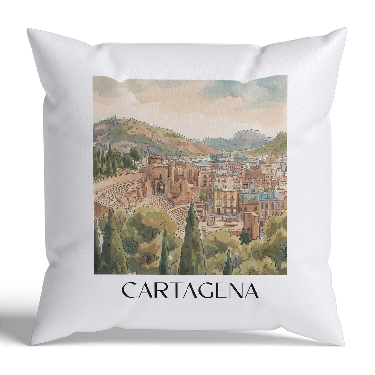 cartagena-spanien-spanien-kissenbezug-aquarell