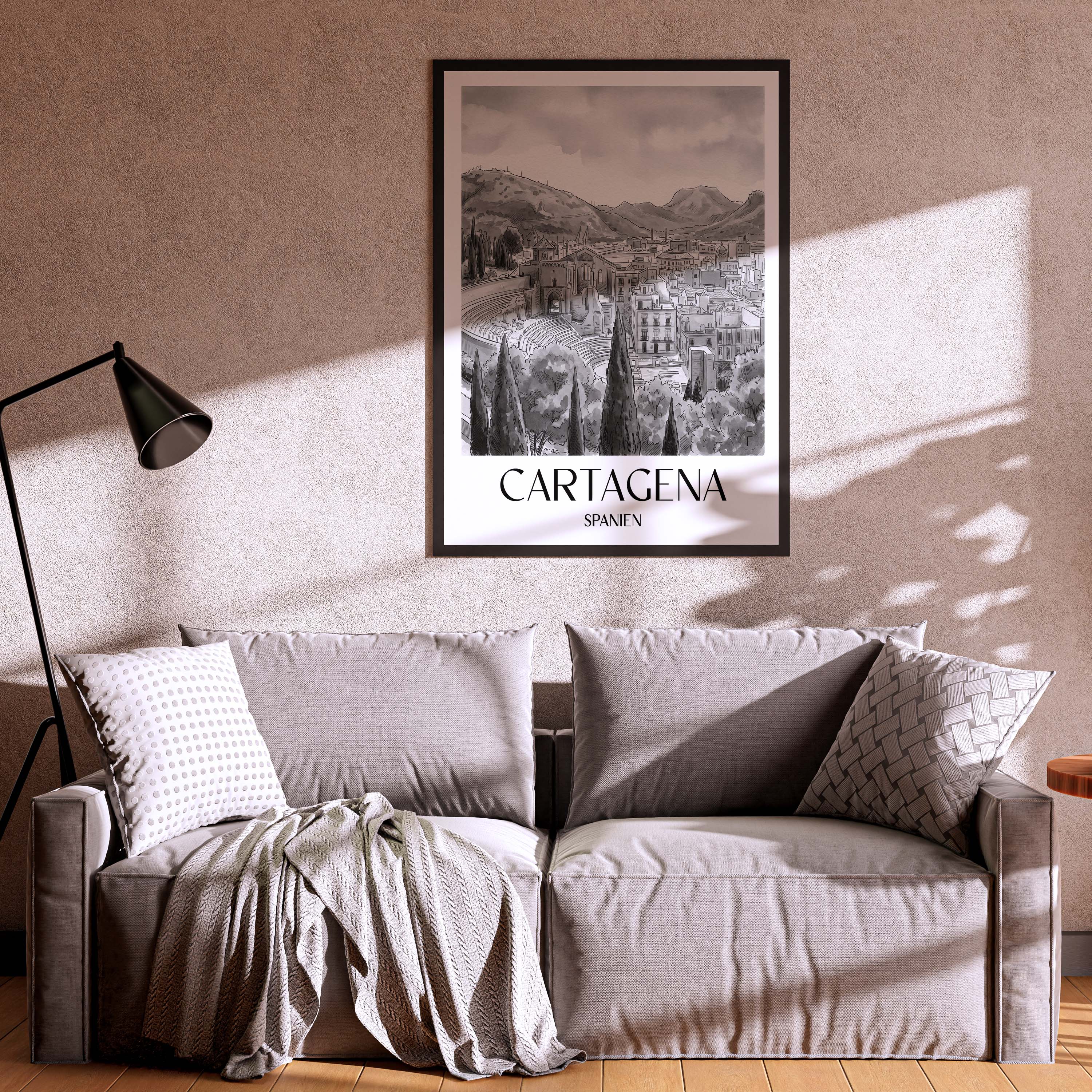 cartagena-spanien-spanien-poster-aquarell-schwarz-weiss