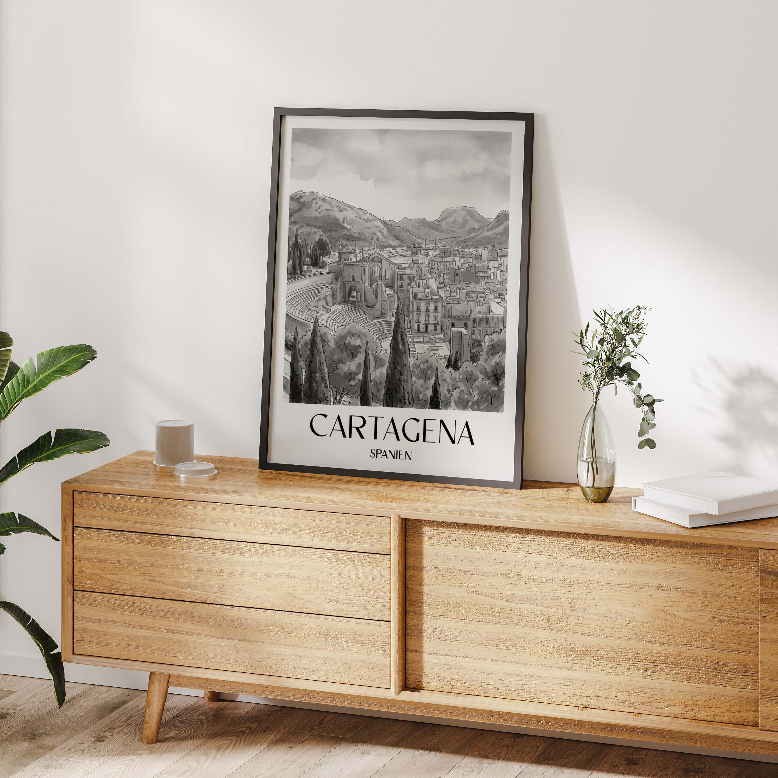 cartagena-spanien-spanien-poster-aquarell-schwarz-weiss