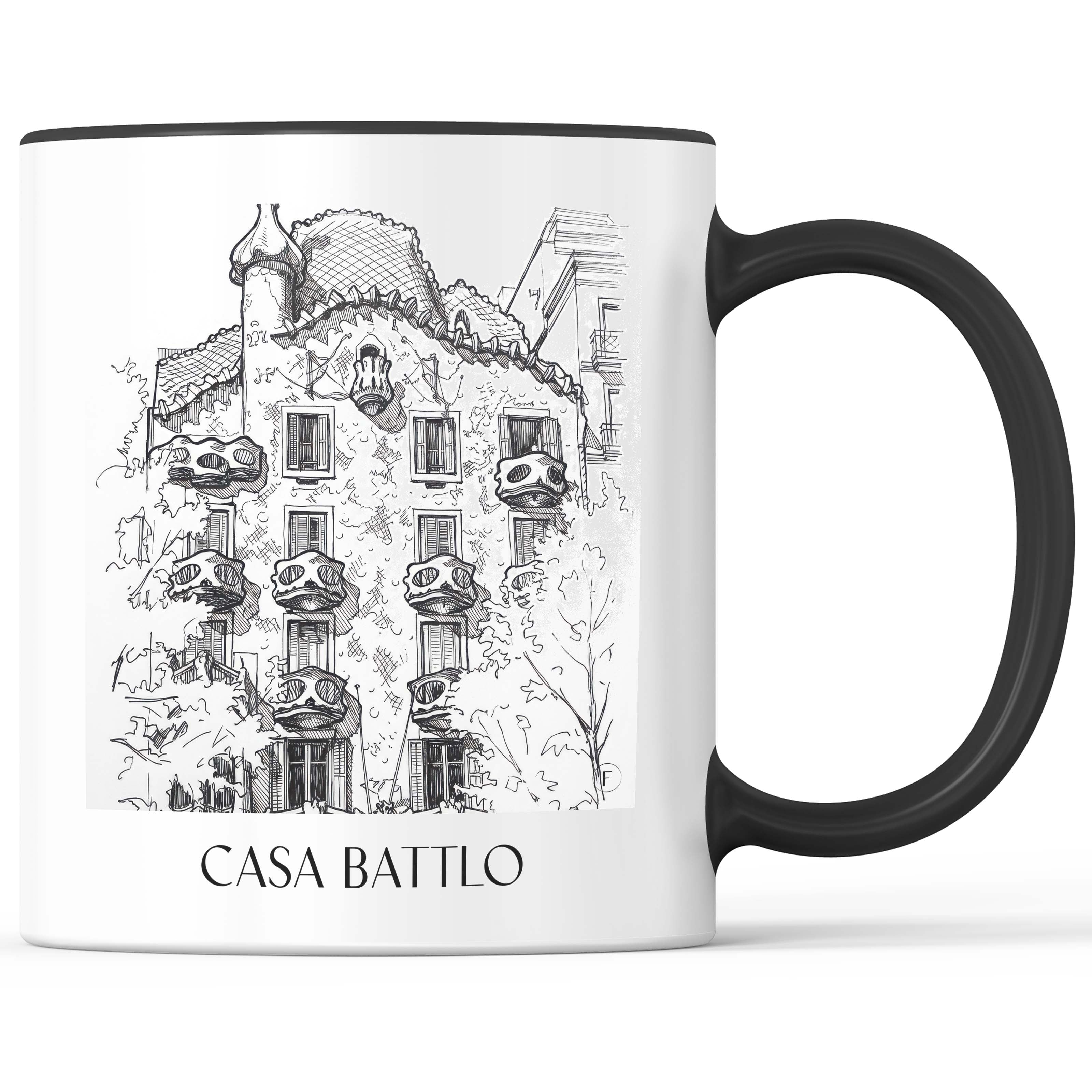 Casa Batlló Kaffeebecher - Barcelona - Spanien Becher - Kaffeetasse im Skizze Stil - favplace
