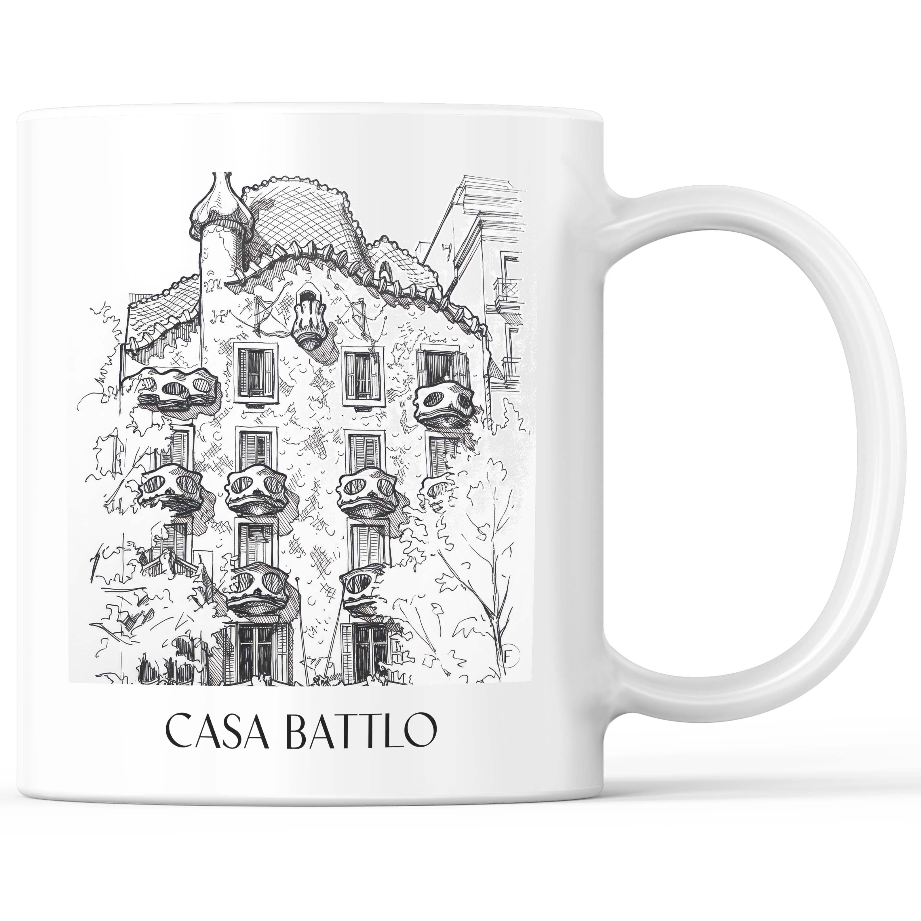 Casa Batlló Kaffeebecher - Barcelona - Spanien Becher - Kaffeetasse im Skizze Stil - favplace