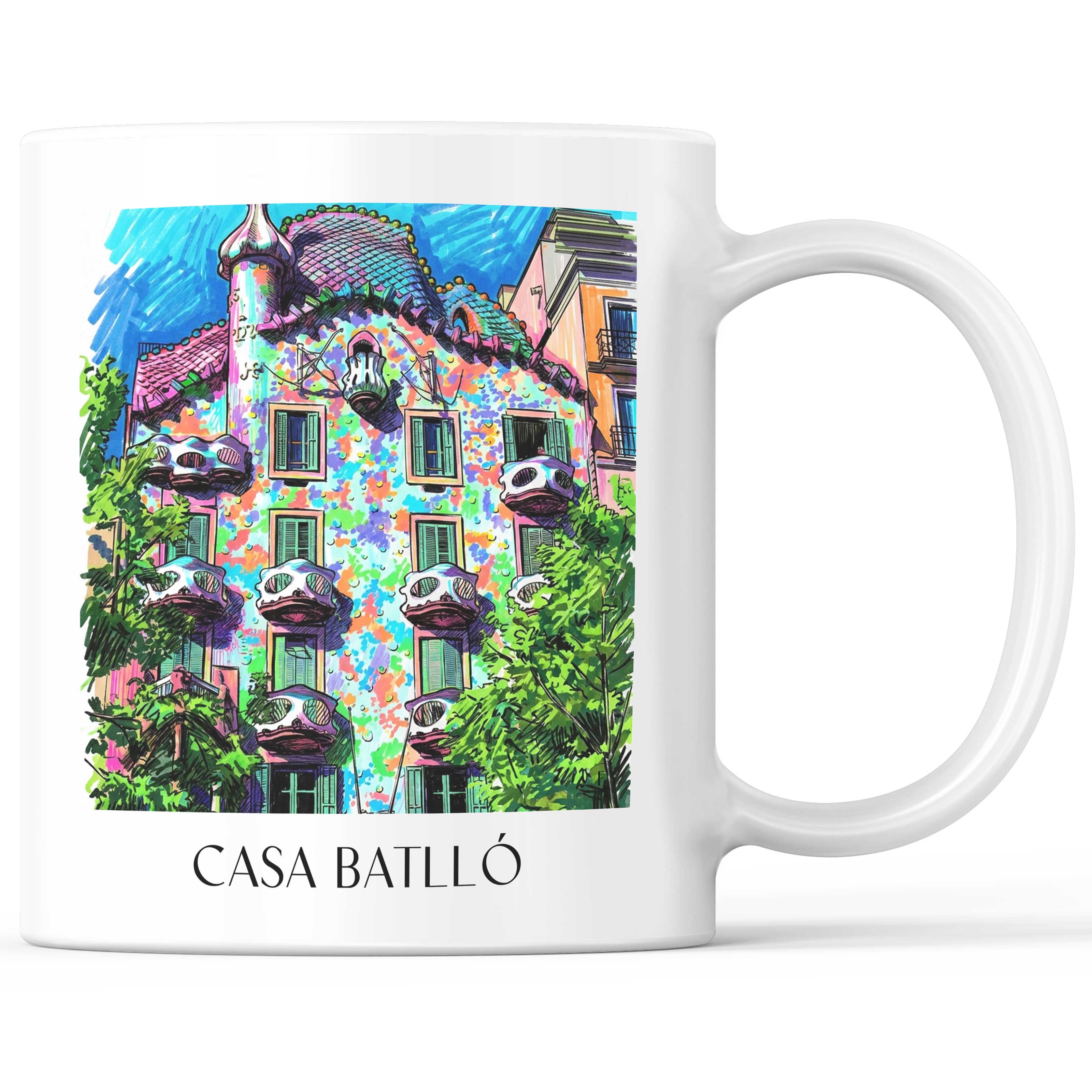 Casa Batlló Kaffeebecher - Barcelona - Spanien Becher - Kaffeetasse im Tag Graffiti Stil - favplace