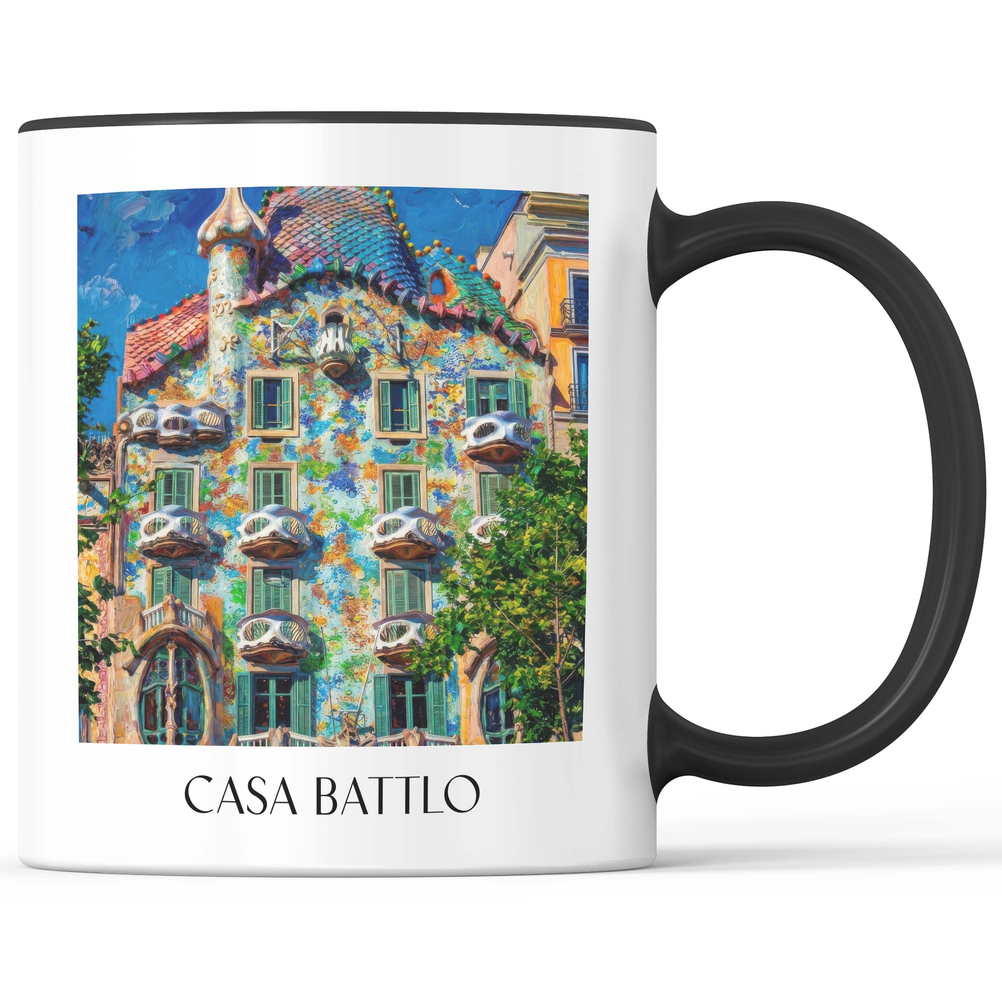 Casa Batlló Kaffeebecher - Barcelona - Spanien Becher - Kaffeetasse im Ölgemälde Stil - favplace
