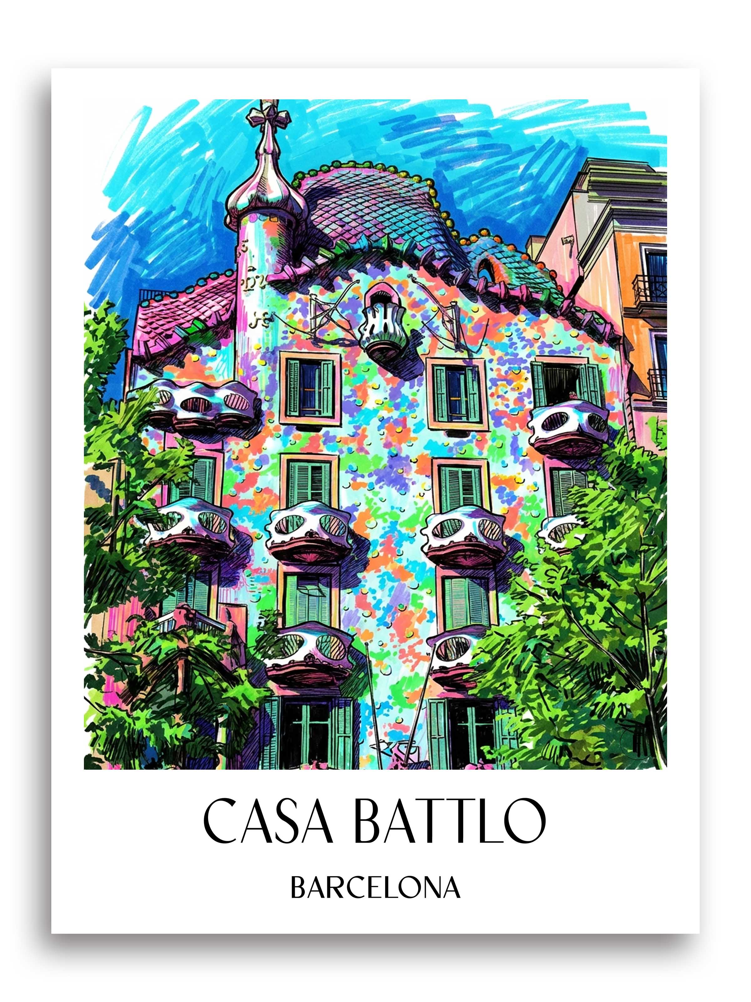 Casa Batlló Poster - Barcelona - Spanien Kunstdruck - Tag Graffiti von A4 bis A1 - favplace