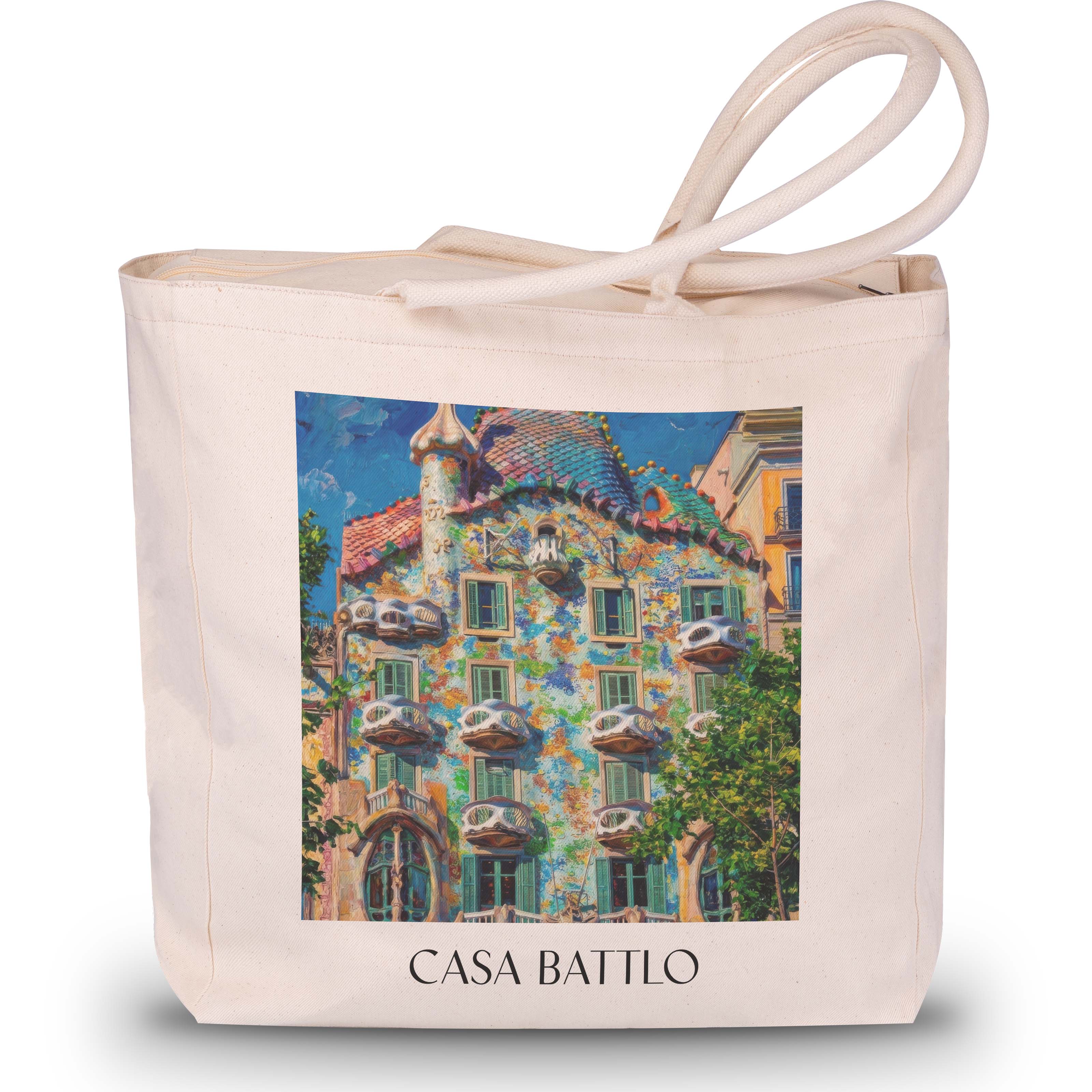 Casa Batlló Shopping Tasche - Barcelona - Spanien Tote Bag - Einkaufstasche im Ölgemälde Stil - favplace