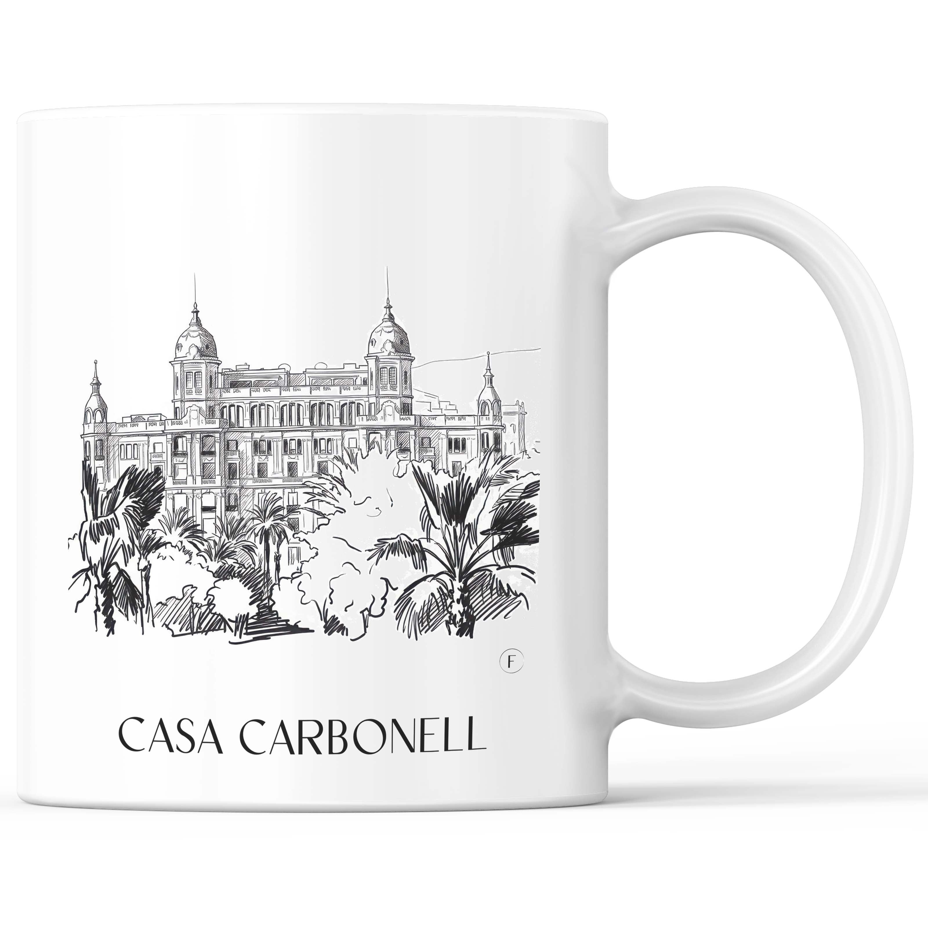 Casa Carbonell Kaffeebecher - Alicante - Spanien Becher - Kaffeetasse im Skizze Stil - favplace