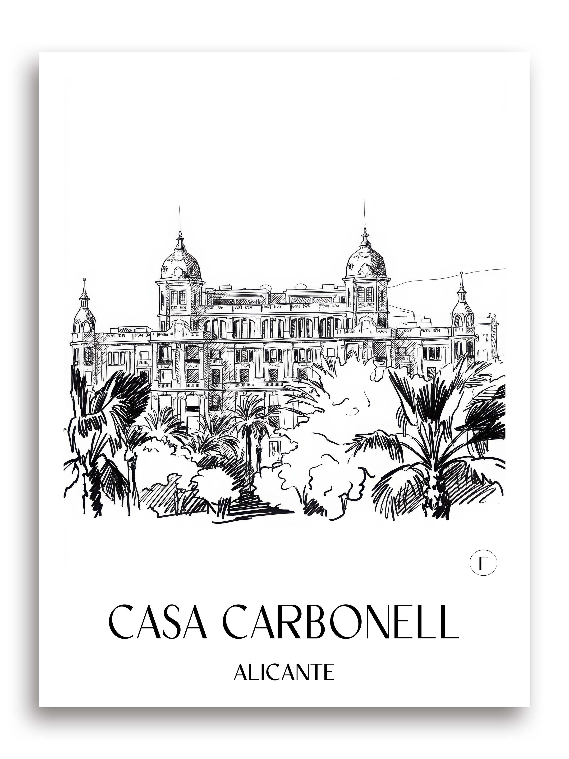 casa-carbonell-alicante-spanien-poster-skizze
