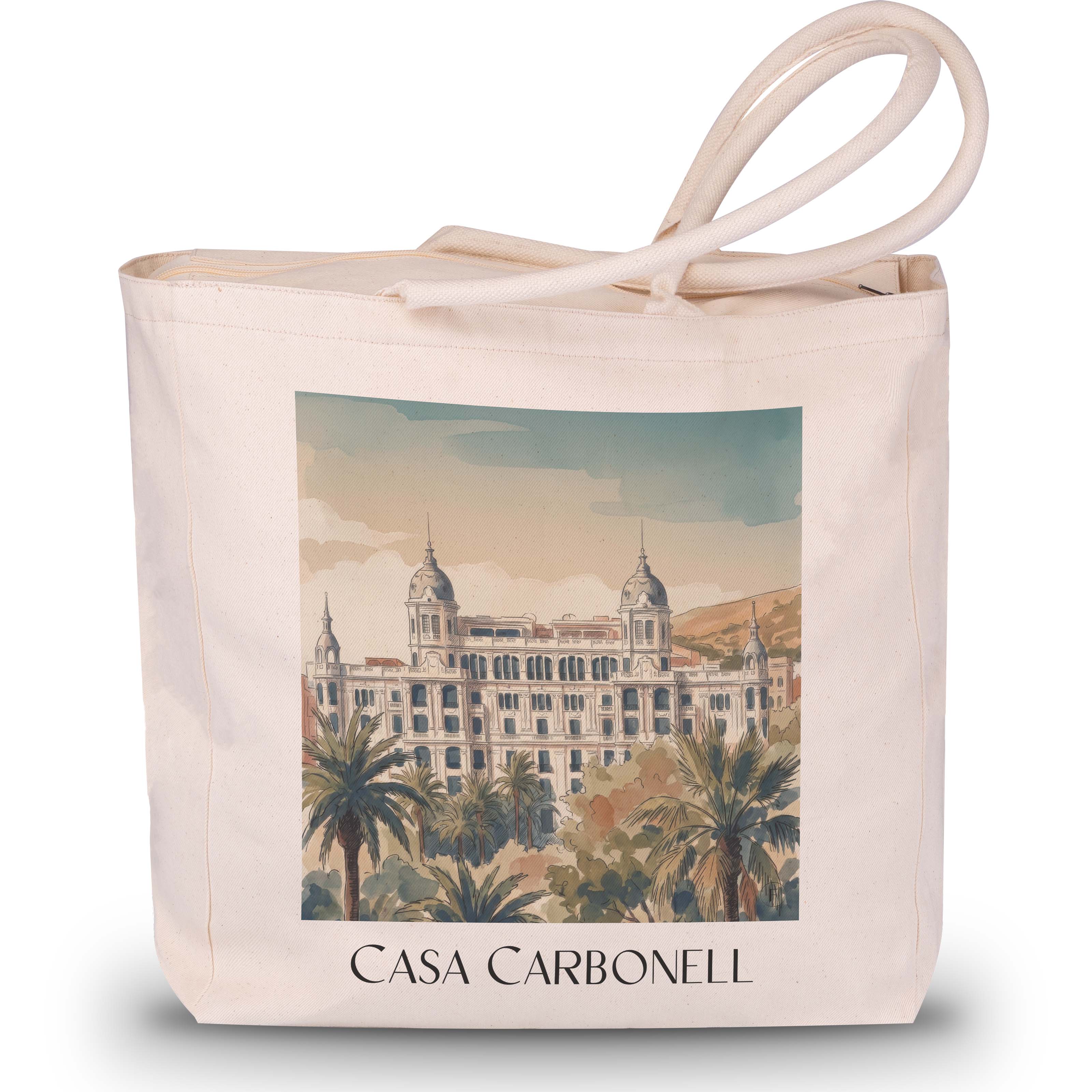 Casa Carbonell Shopping Tasche - Alicante - Spanien Tote Bag - Einkaufstasche im Aquarell Stil - favplace