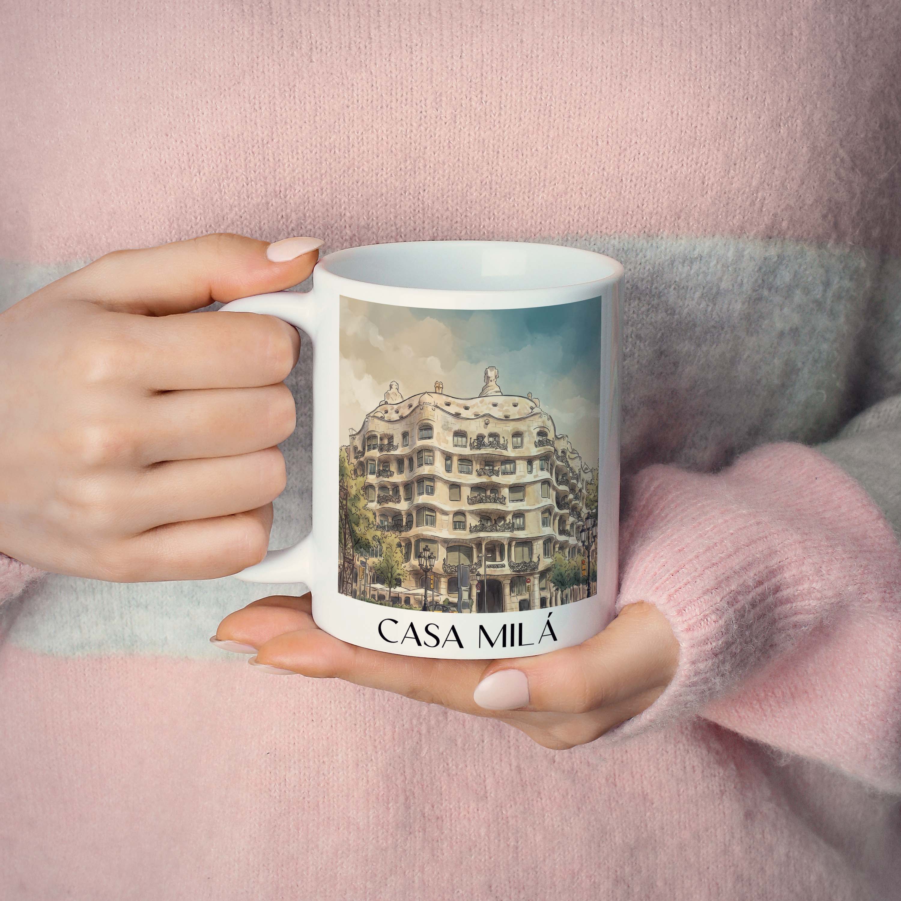 casa-milá-barcelona-spanien-kaffeebecher-aquarell