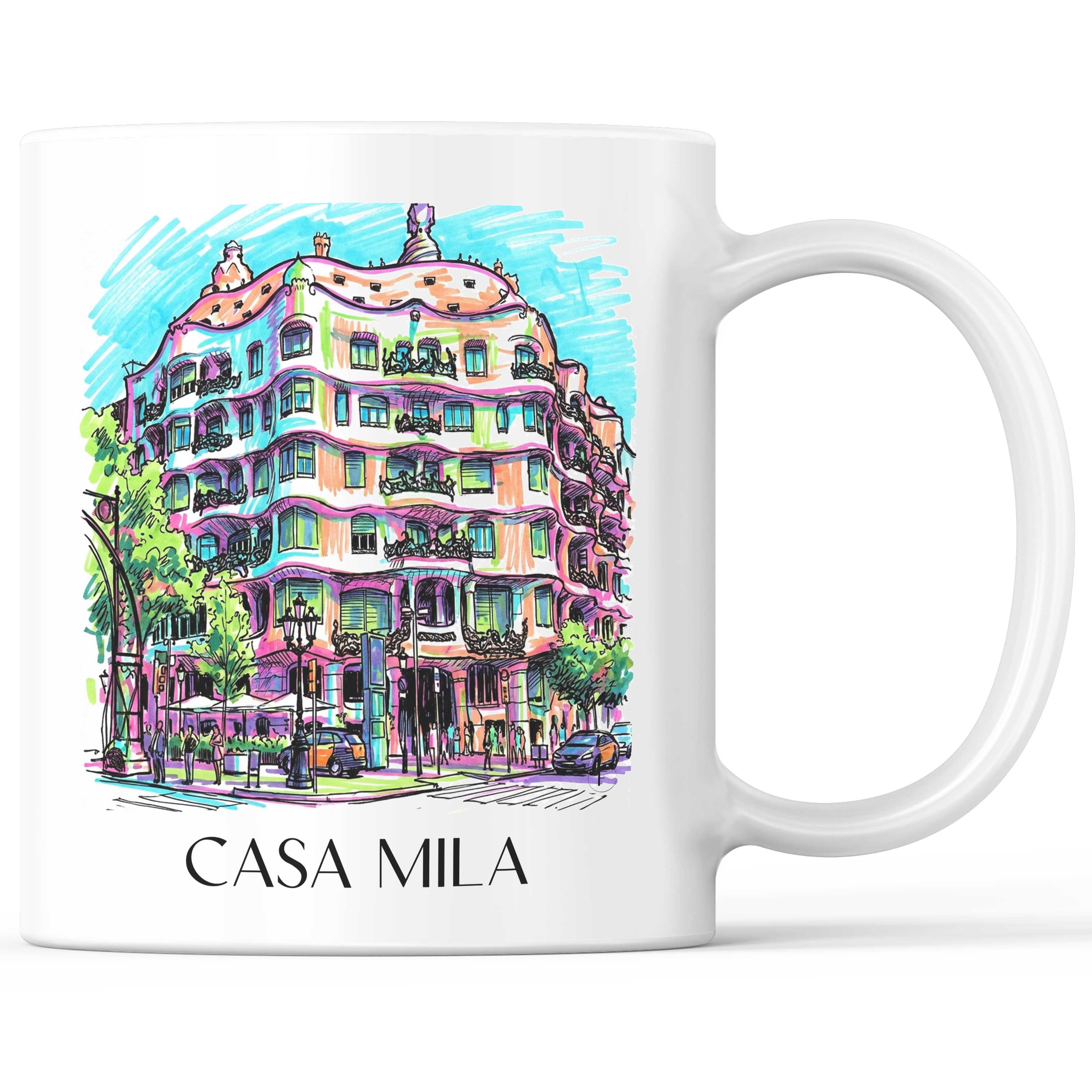 Casa Milá Kaffeebecher - Barcelona - Spanien Becher - Kaffeetasse im Tag Graffiti Stil - favplace
