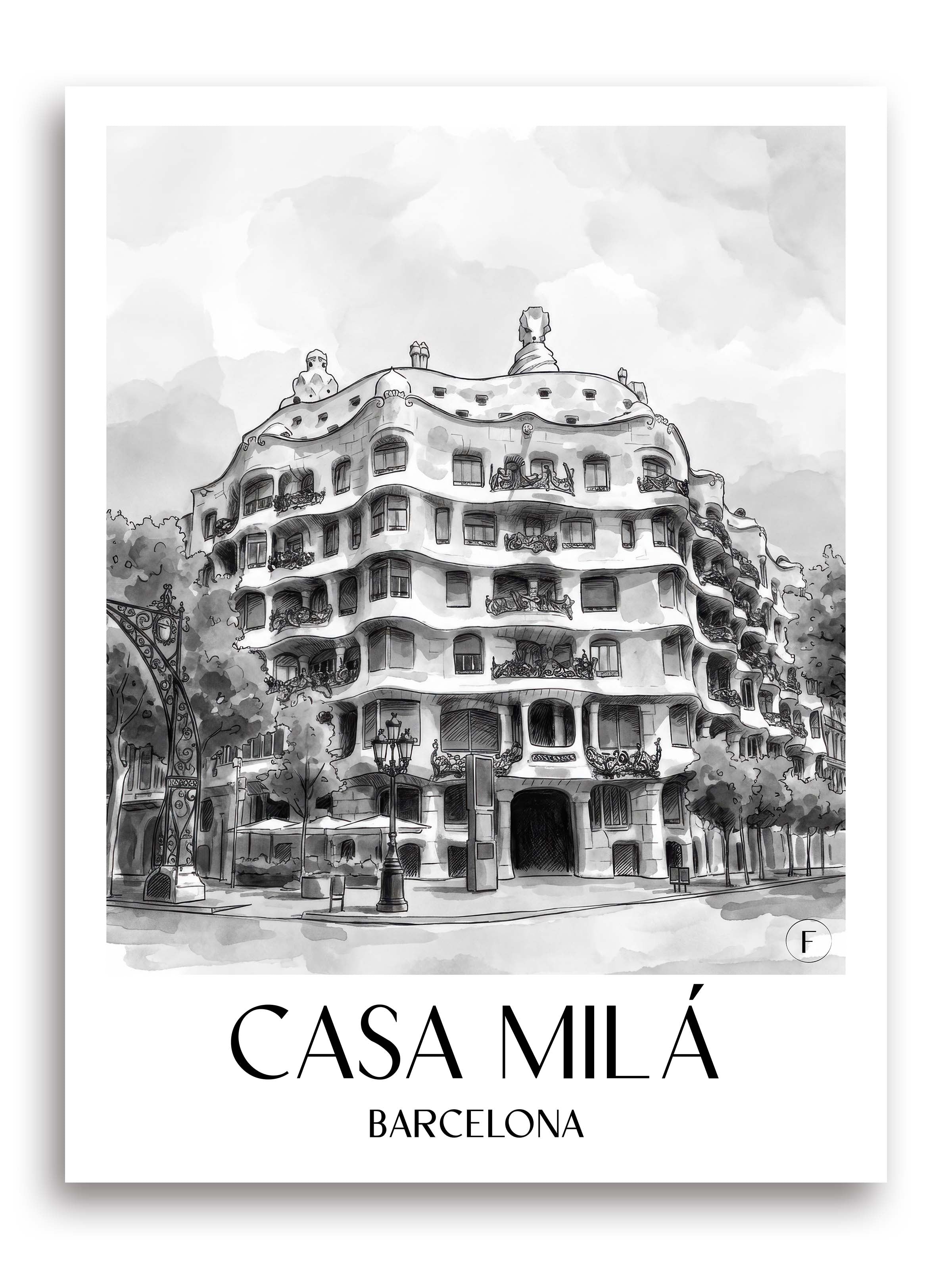 casa-milá-barcelona-spanien-poster-aquarell-schwarz-weiss
