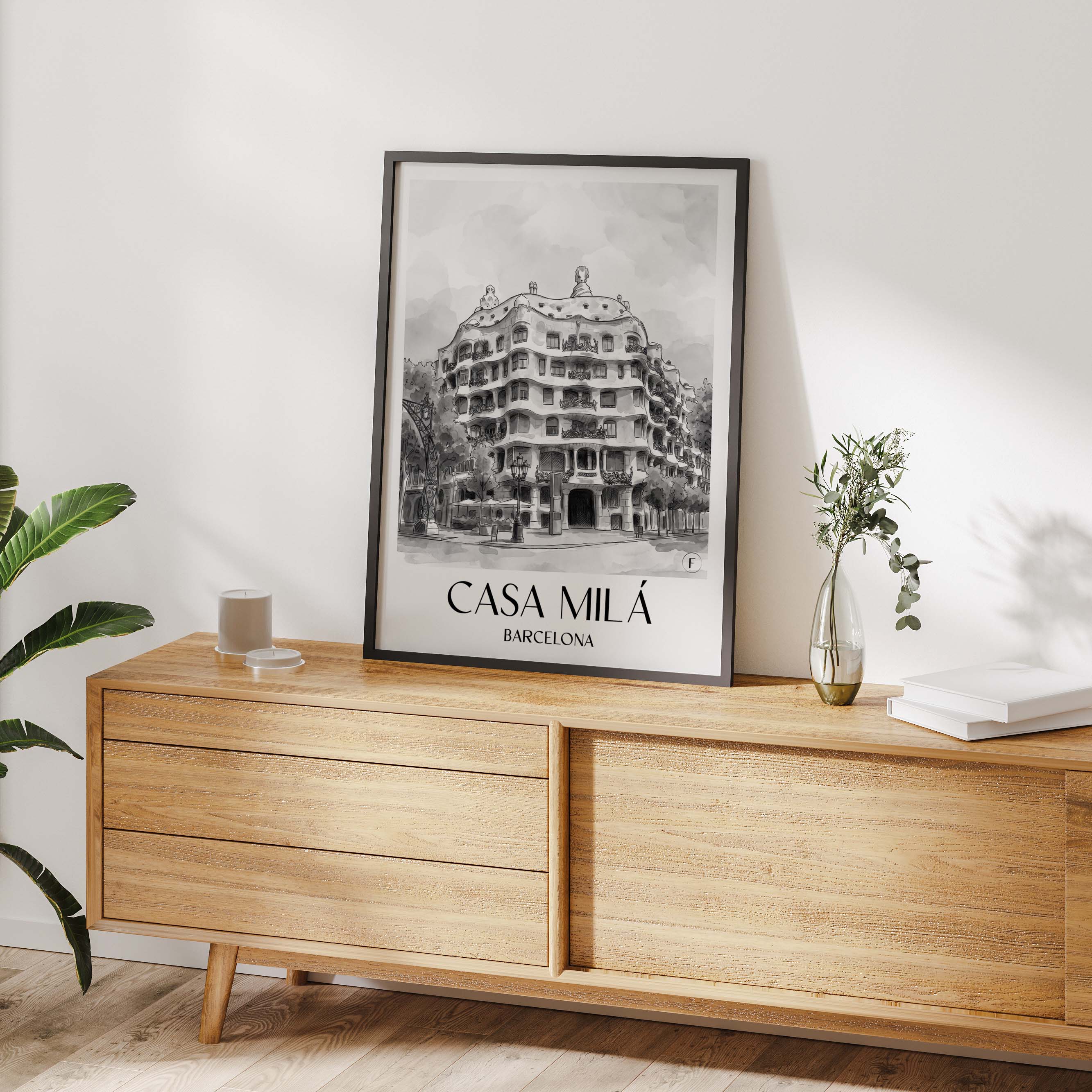 casa-milá-barcelona-spanien-poster-aquarell-schwarz-weiss