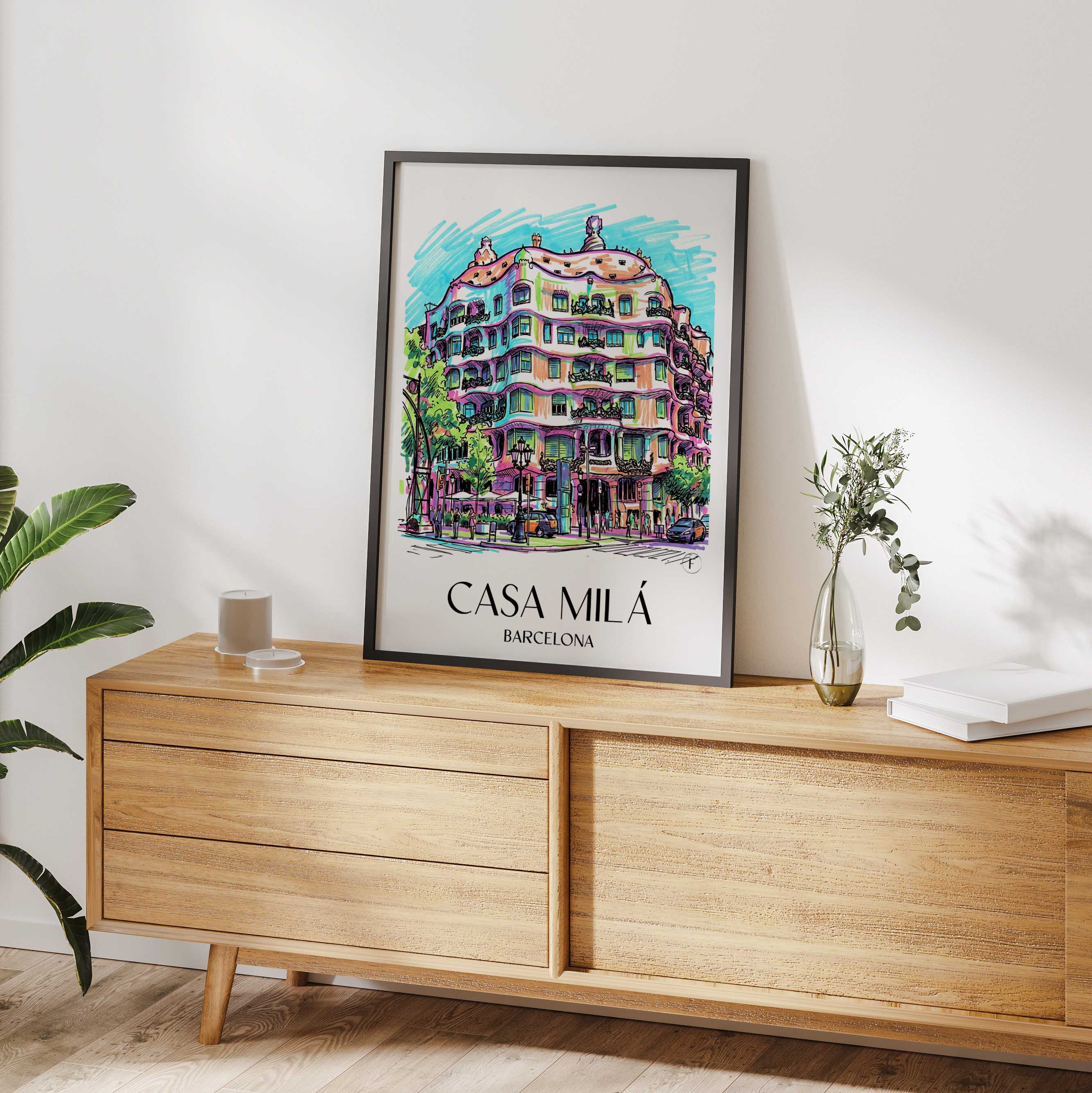 casa-milá-barcelona-spanien-poster-graffiti