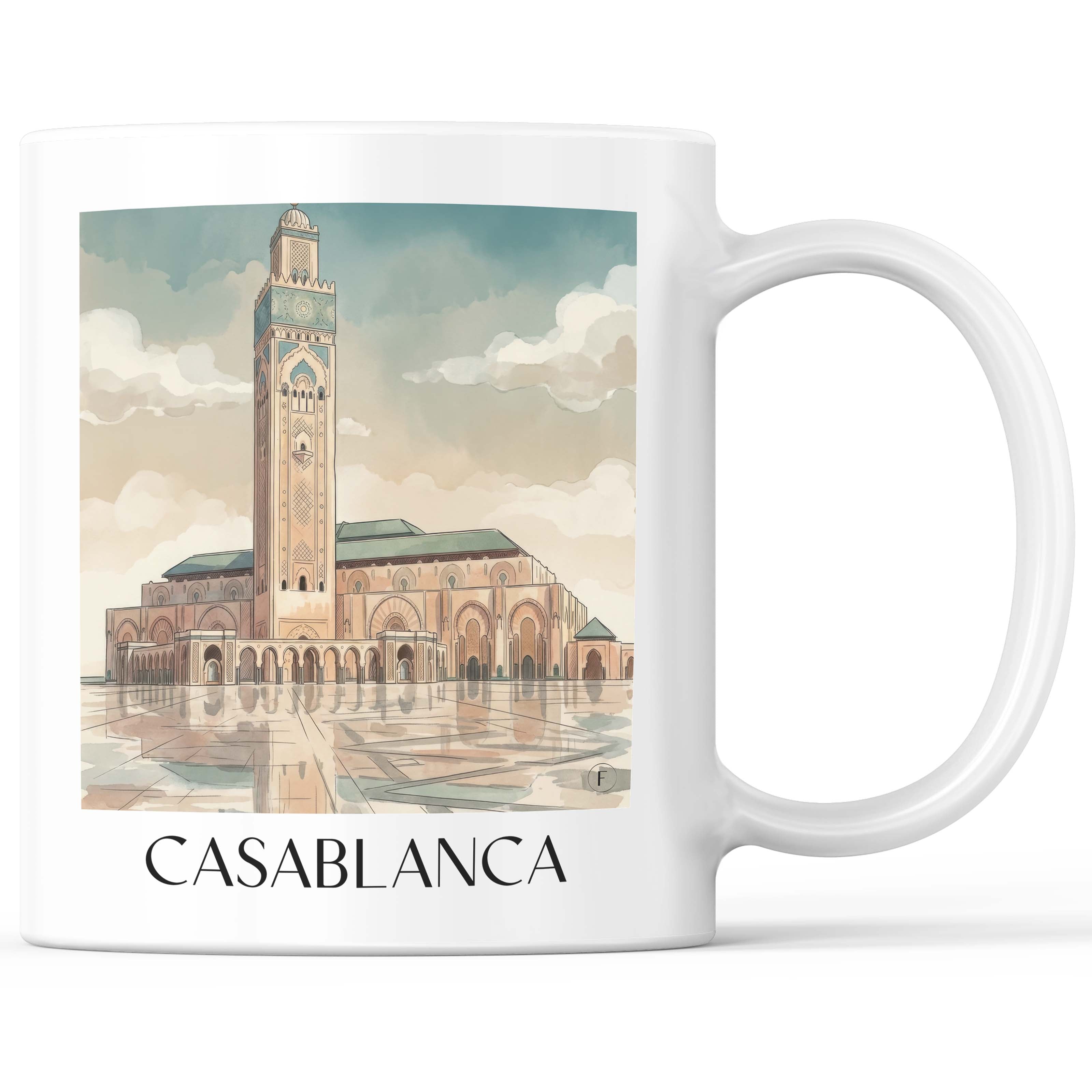 Casablanca - Marokko Becher - Kaffeetasse im Aquarell Stil - favplace