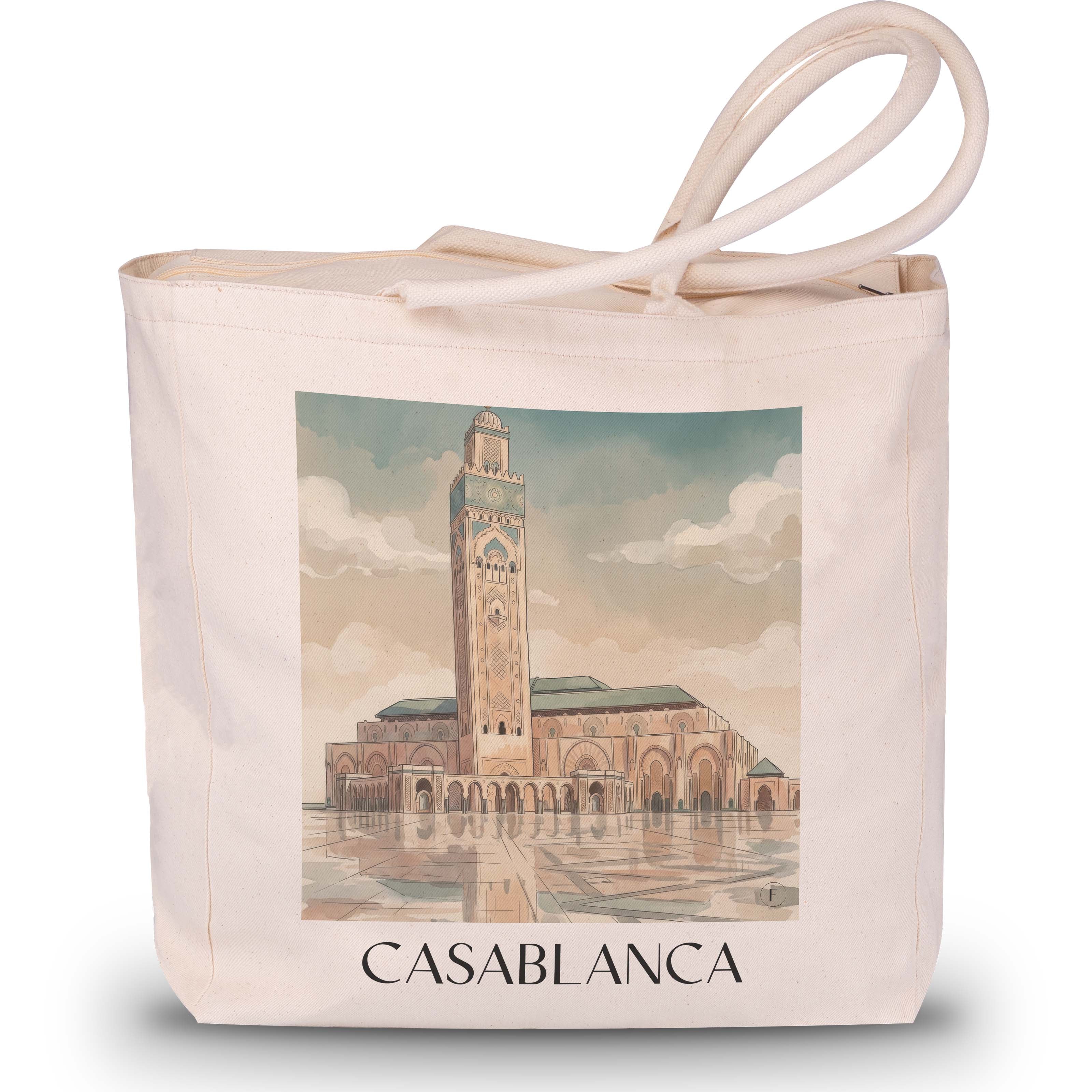 Casablanca - Marokko Tote Bag - Einkaufstasche im Aquarell Stil - favplace