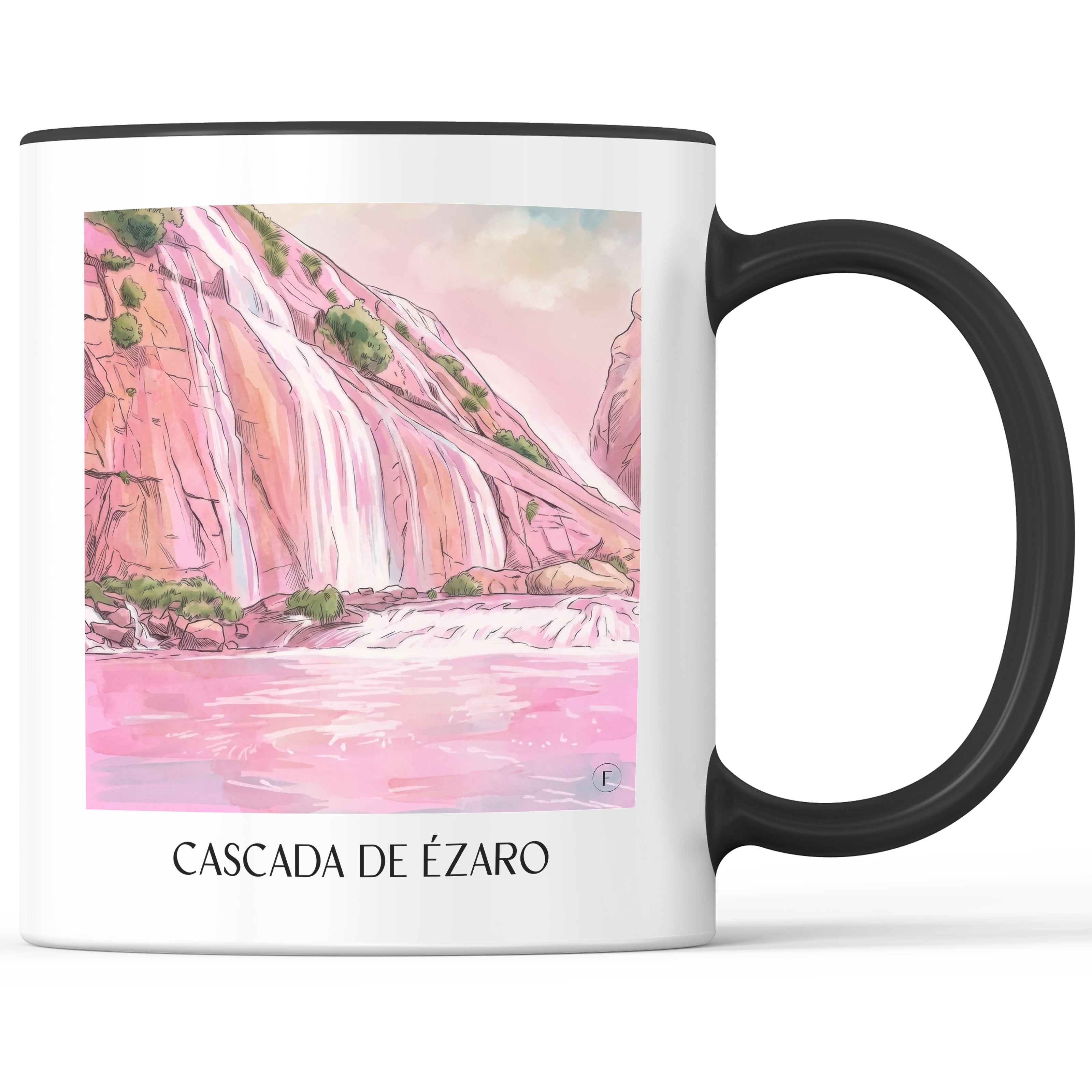 cascada-de-ézaro-galicien-spanien-kaffeebecher-aquarell-pink-rosa