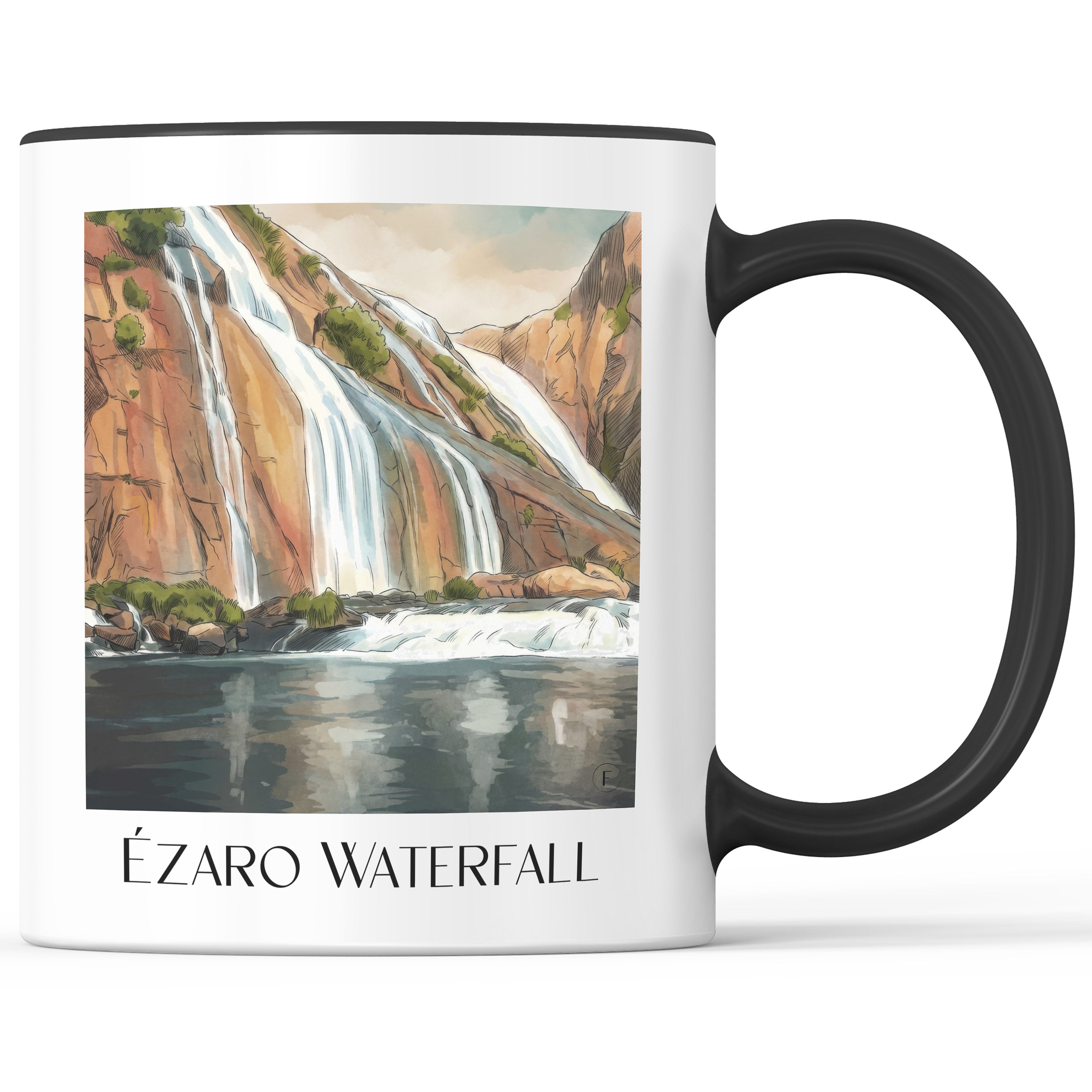 Cascada de Ézaro Kaffeebecher - Galicien - Spanien Becher - Kaffeetasse im Aquarell Stil - favplace