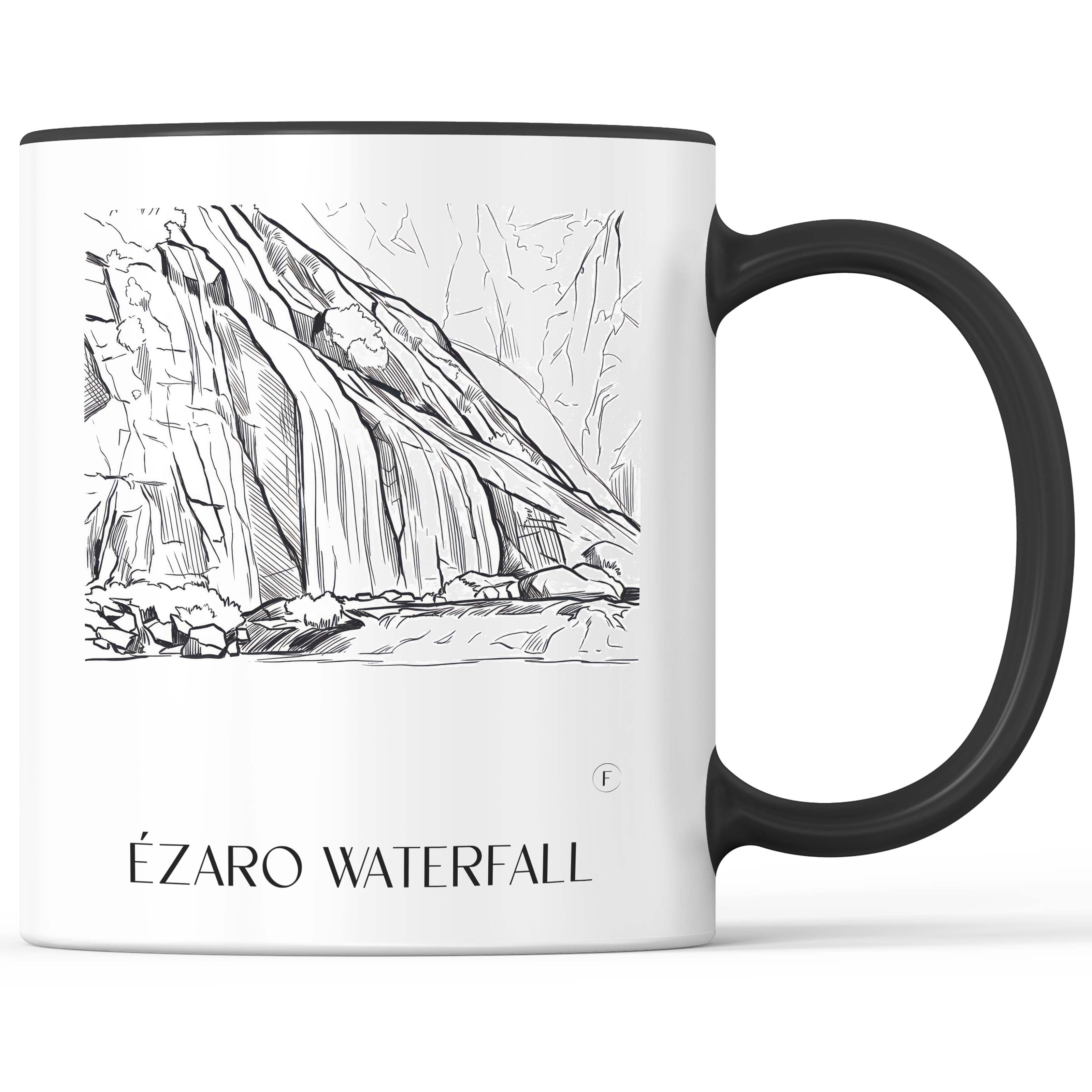 Cascada de Ézaro Kaffeebecher - Galicien - Spanien Becher - Kaffeetasse im Skizze Stil - favplace