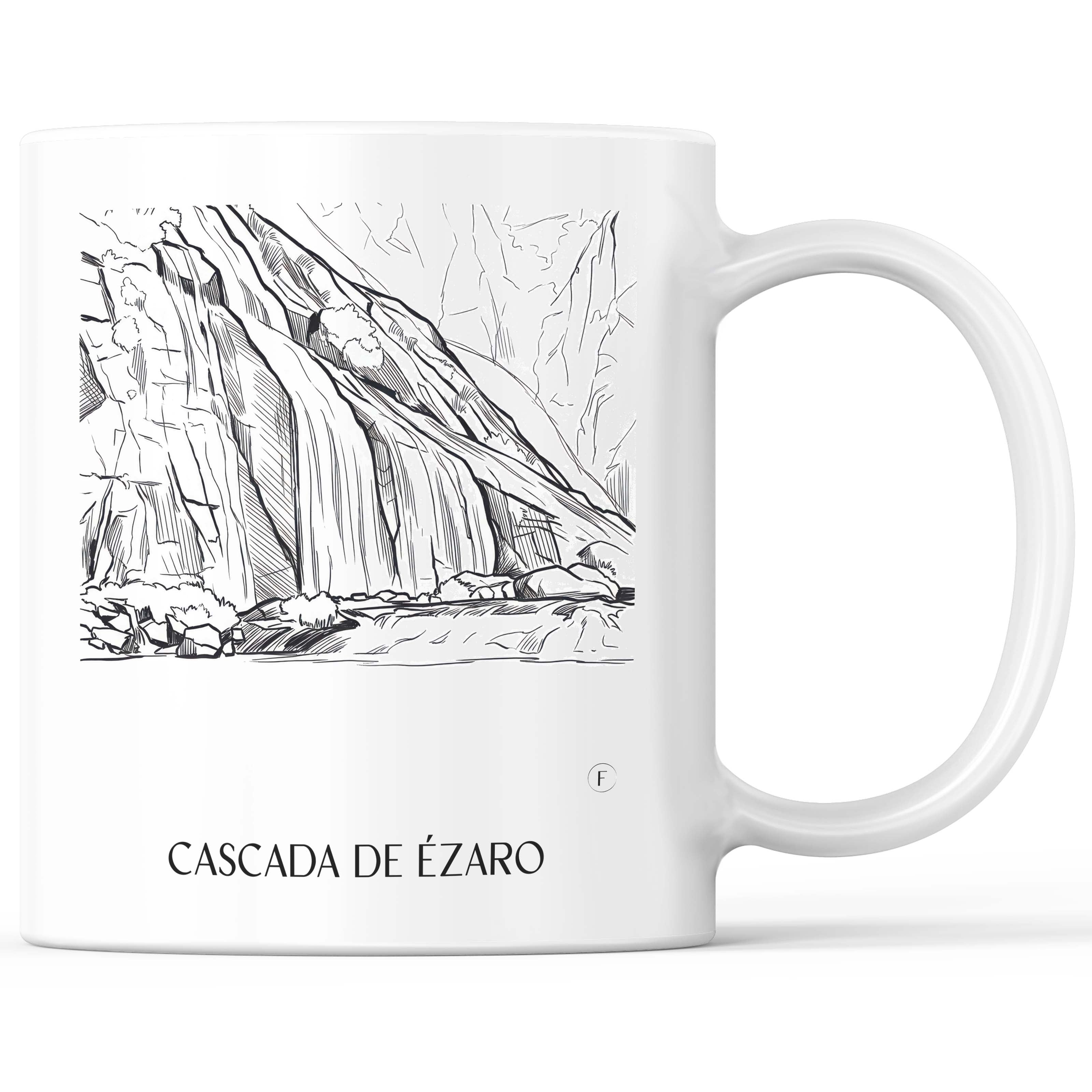 Cascada de Ézaro Kaffeebecher - Galicien - Spanien Becher - Kaffeetasse im Skizze Stil - favplace
