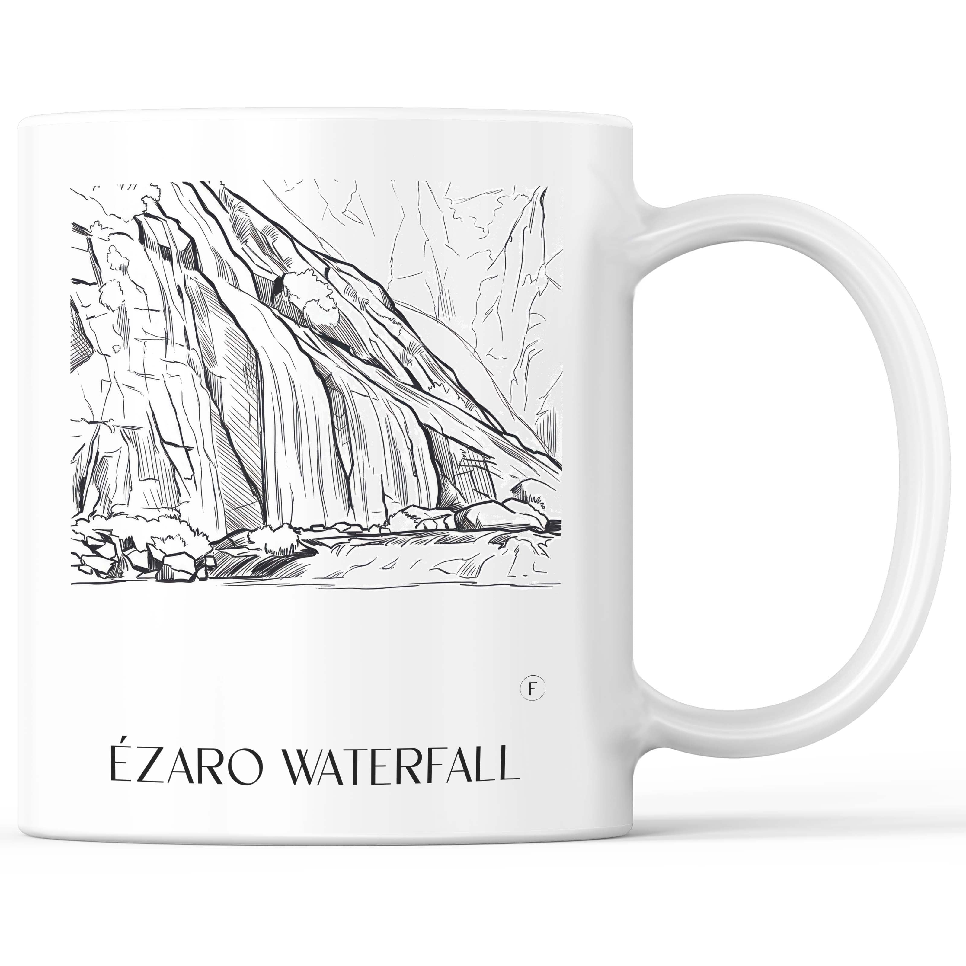 Cascada de Ézaro Kaffeebecher - Galicien - Spanien Becher - Kaffeetasse im Skizze Stil - favplace