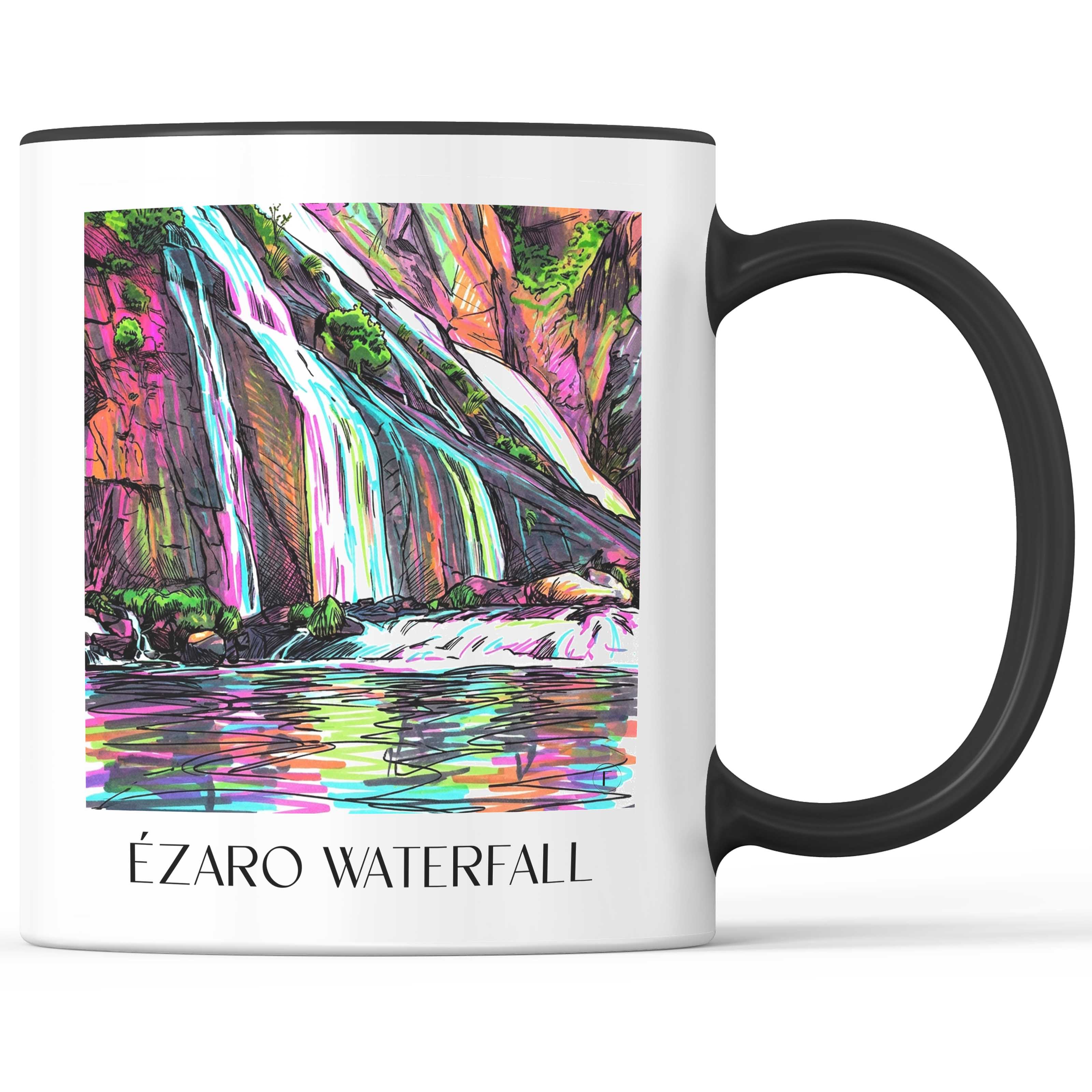 Cascada de Ézaro Kaffeebecher - Galicien - Spanien Becher - Kaffeetasse im Tag Graffiti Stil - favplace