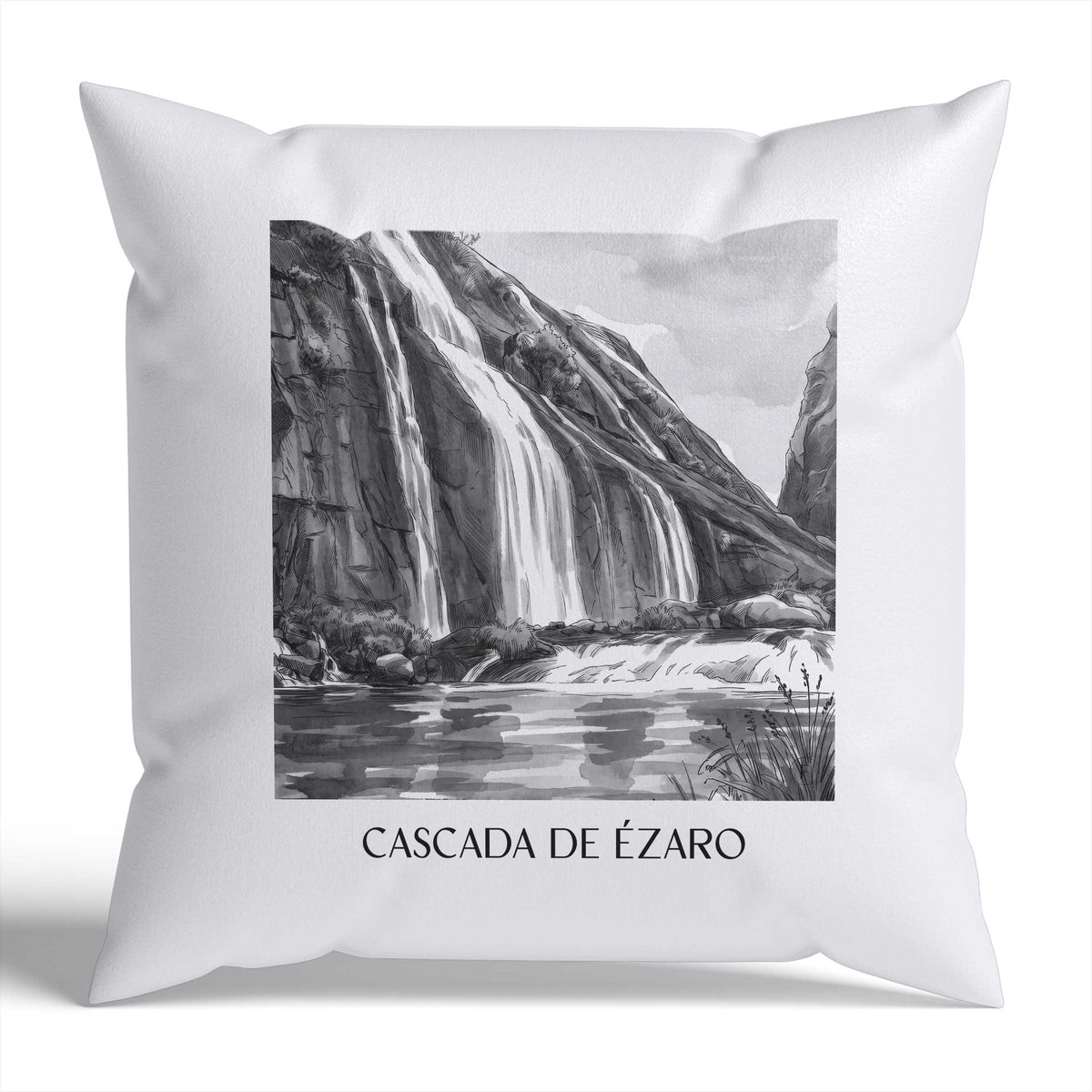 cascada-de-ézaro-galicien-spanien-kissenbezug-aquarell-schwarz-weiss