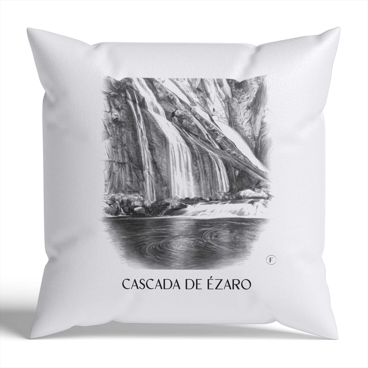 cascada-de-ézaro-galicien-spanien-kissenbezug-bleistift-zeichnung-drawing
