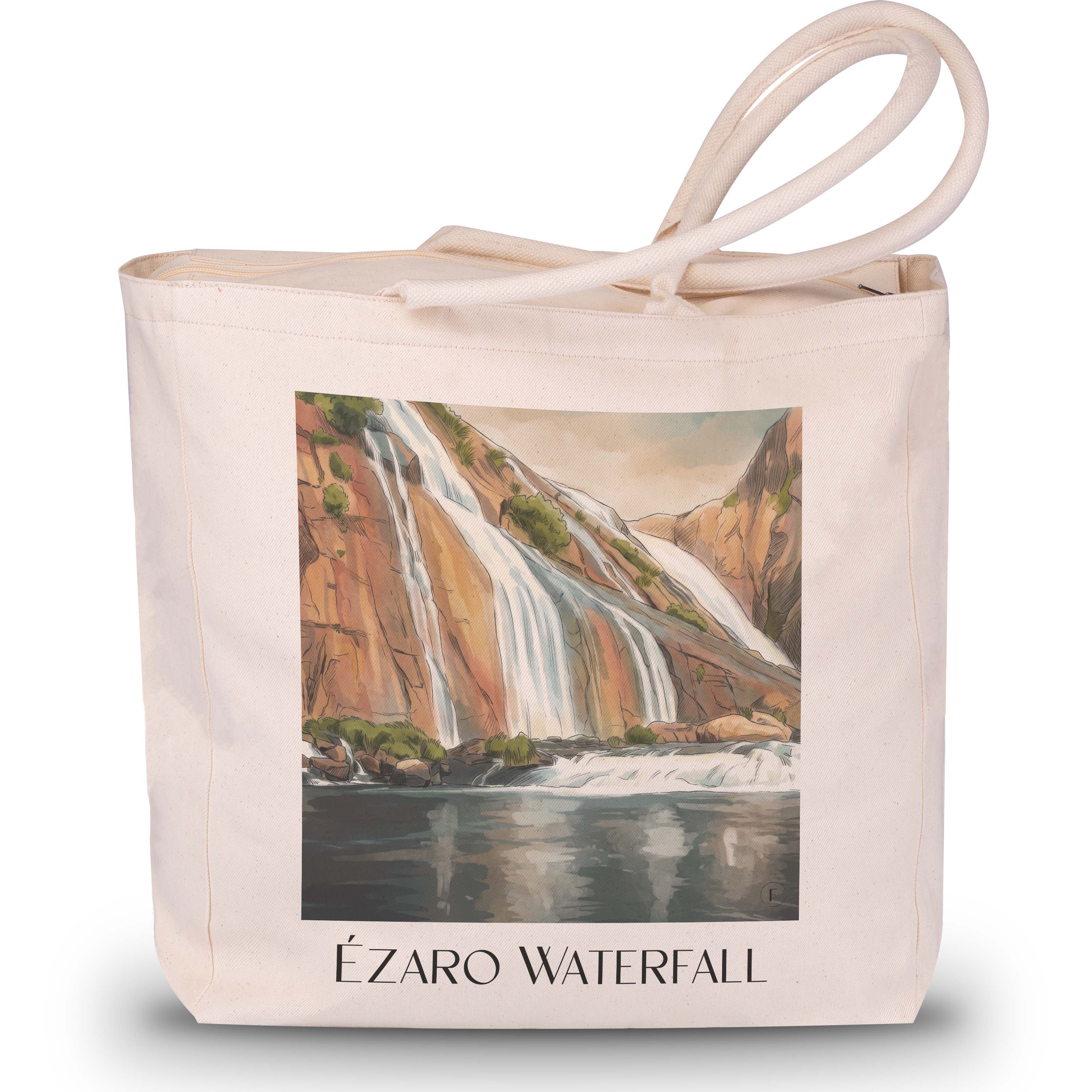 Cascada de Ézaro Shopping Tasche - Galicien - Spanien Tote Bag - Einkaufstasche im Aquarell Stil - favplace