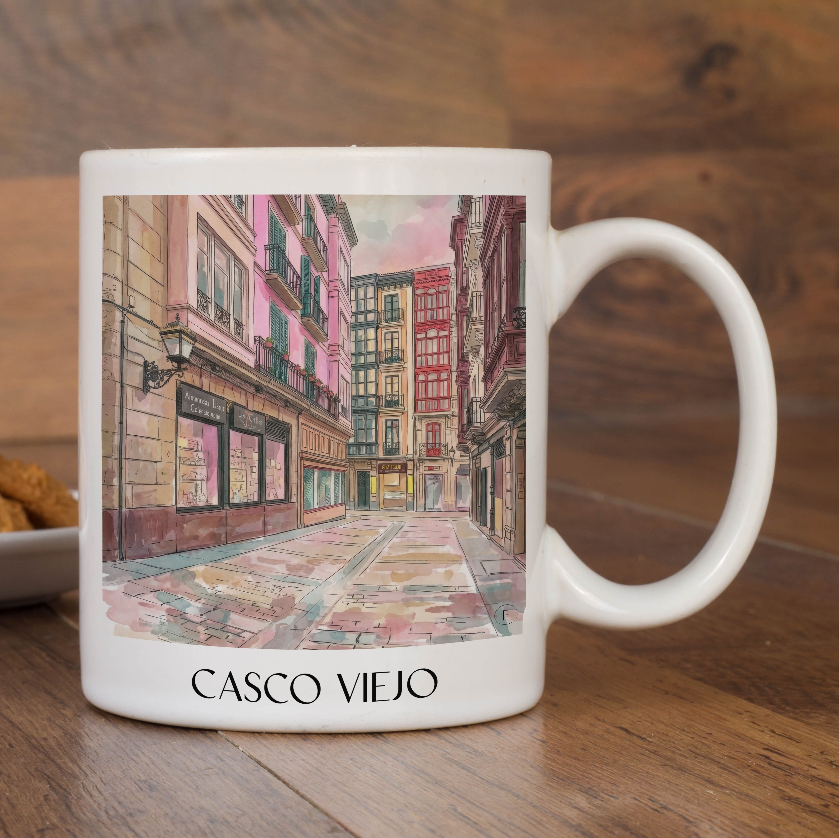 casco-viejo--bilbao-spanien-kaffeebecher-aquarell-pink-rosa