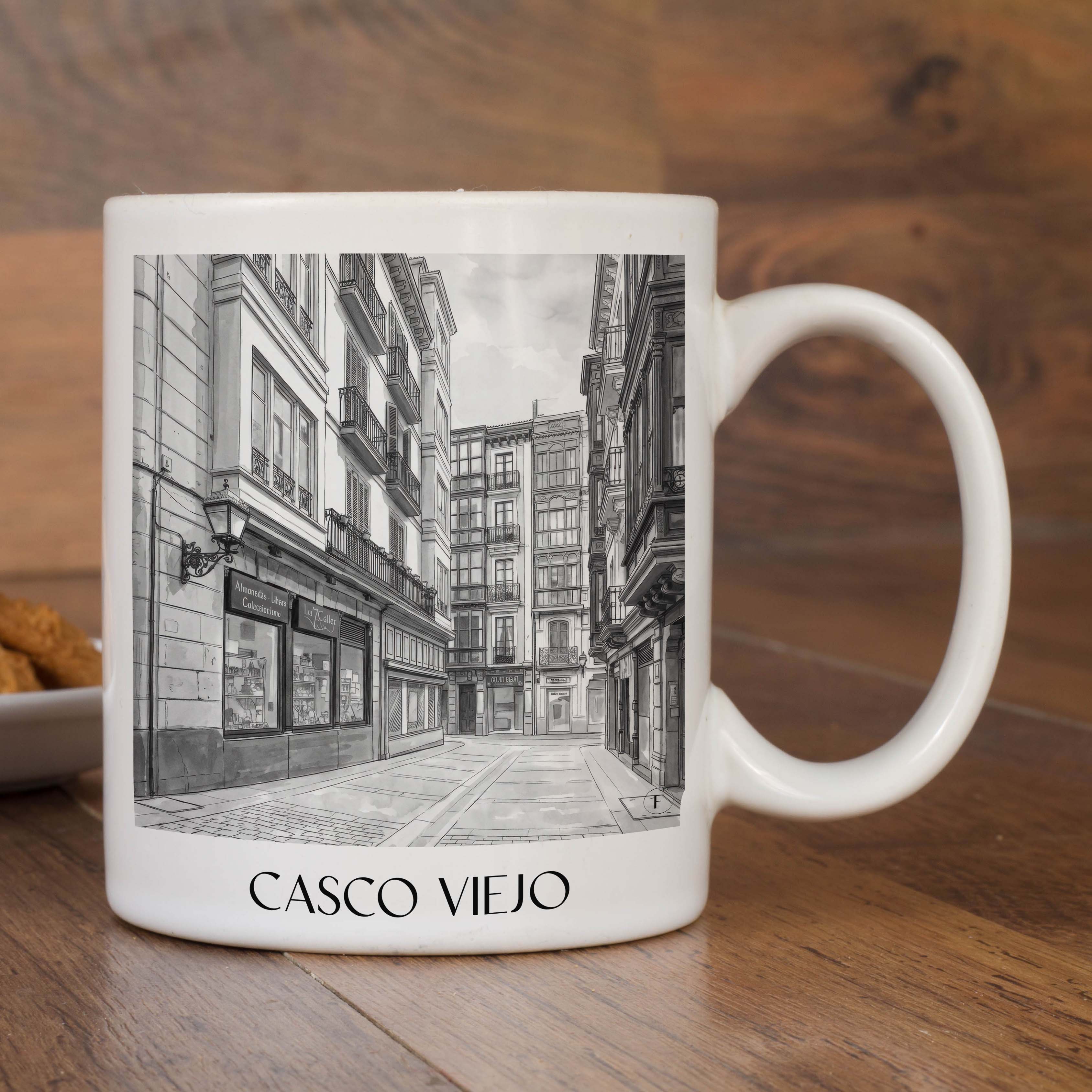 casco-viejo--bilbao-spanien-kaffeebecher-aquarell-schwarz-weiss