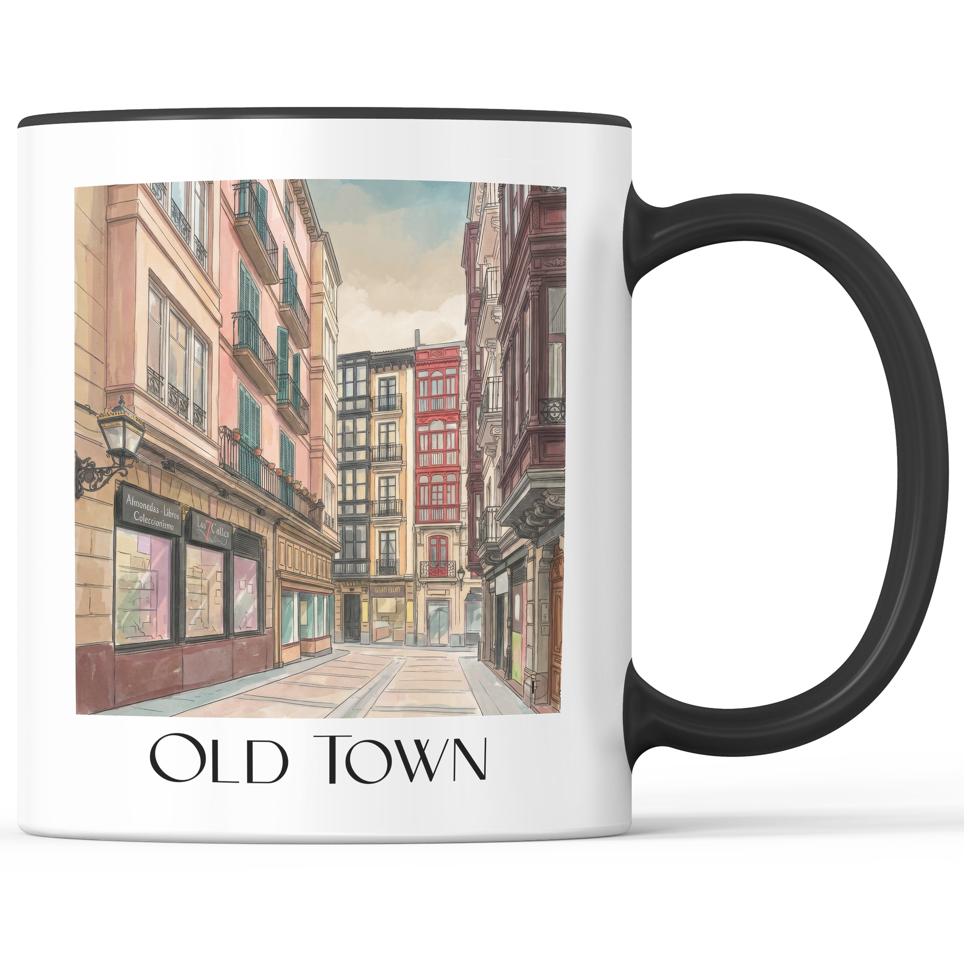 Casco Viejo Kaffeebecher - Bilbao - Spanien Becher - Kaffeetasse im Aquarell Stil - favplace