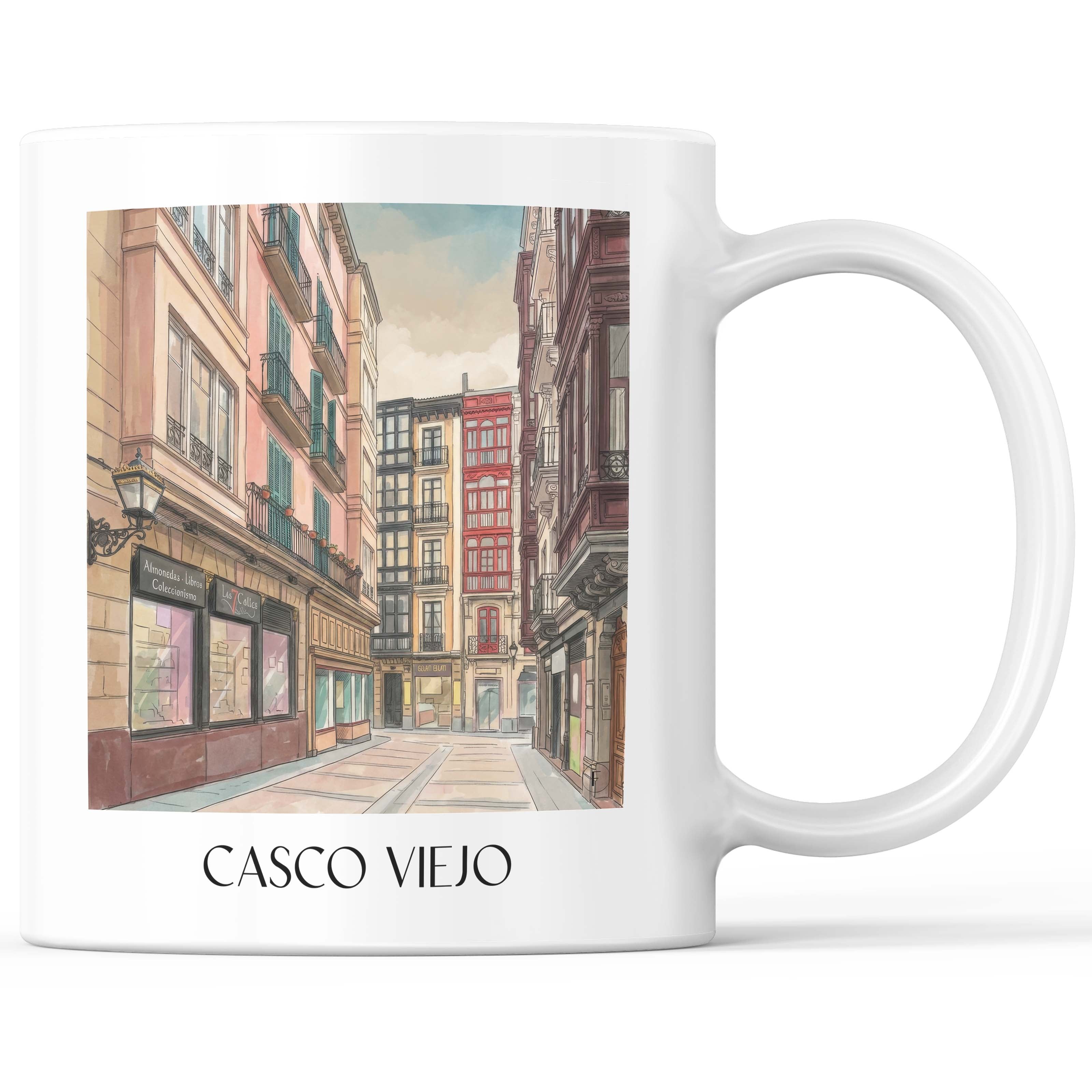 Casco Viejo Kaffeebecher - Bilbao - Spanien Becher - Kaffeetasse im Aquarell Stil - favplace