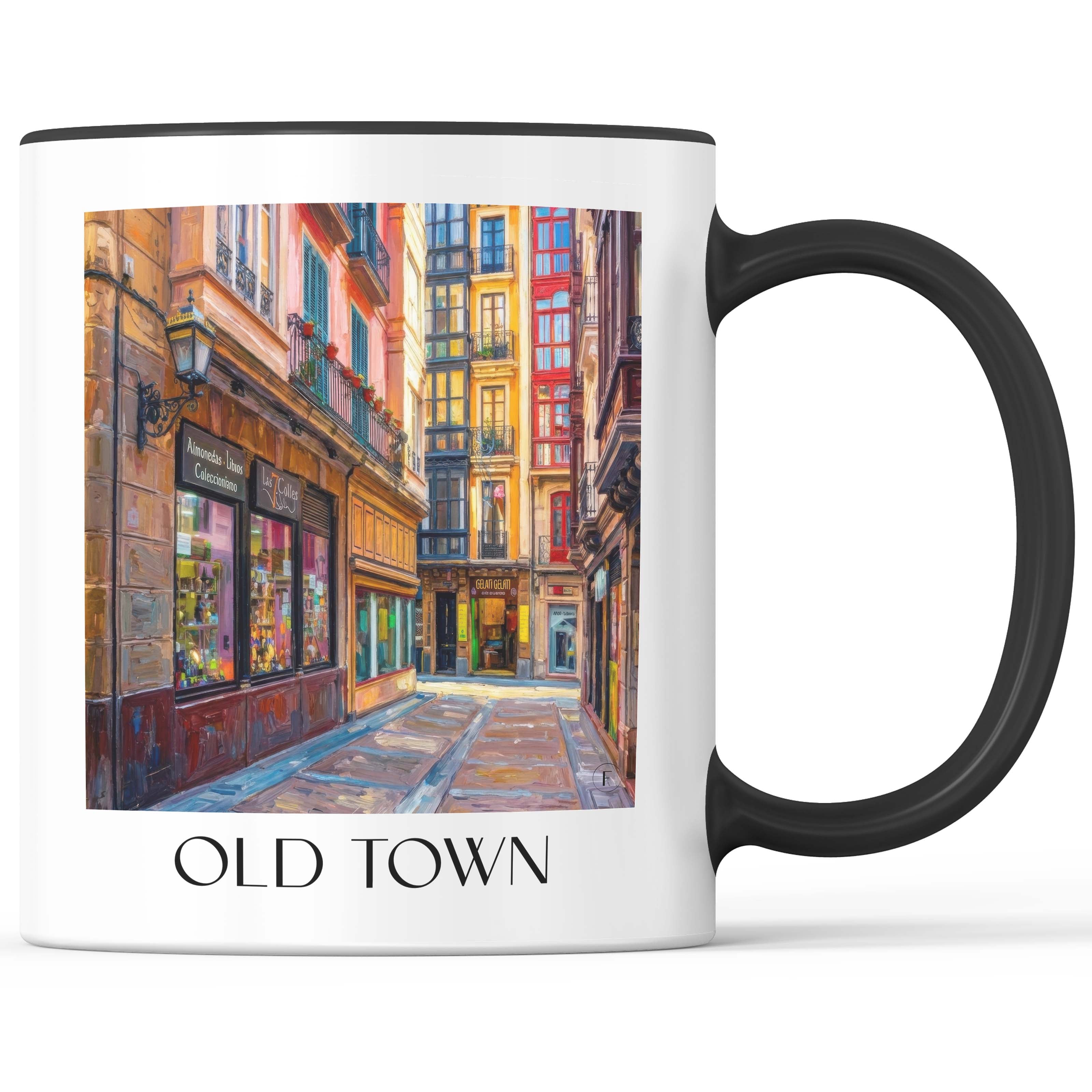 Casco Viejo Kaffeebecher - Bilbao - Spanien Becher - Kaffeetasse im Ölgemälde Stil - favplace